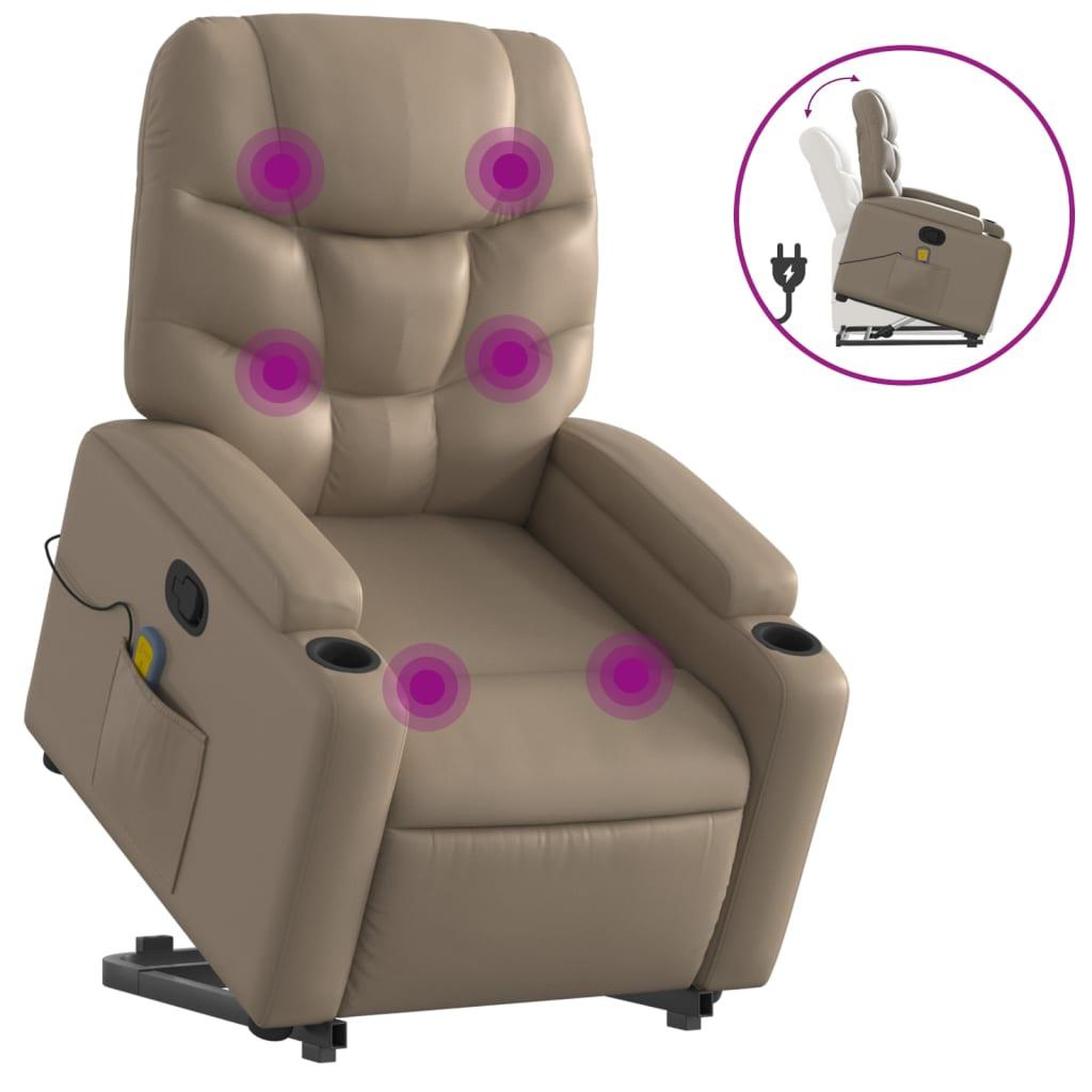 Voir la diapositive 2 : VIDAXL Fauteuil inclinable de massage Cappuccino Similicuir