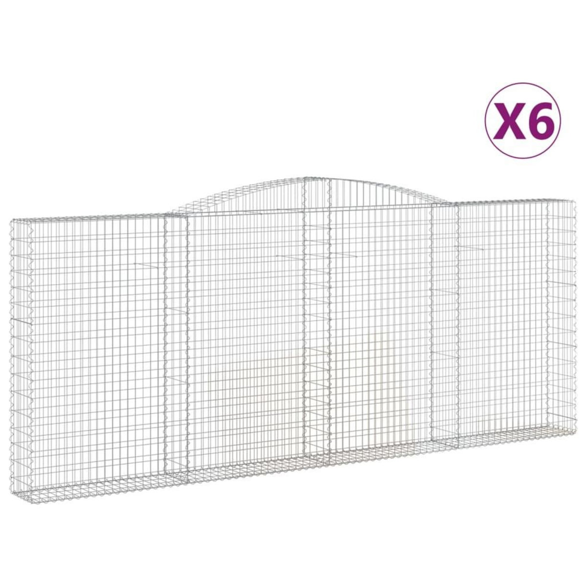 VIDAXL Paniers a gabions arques 6 pcs 400x30x160/180 cm Fer galvanise