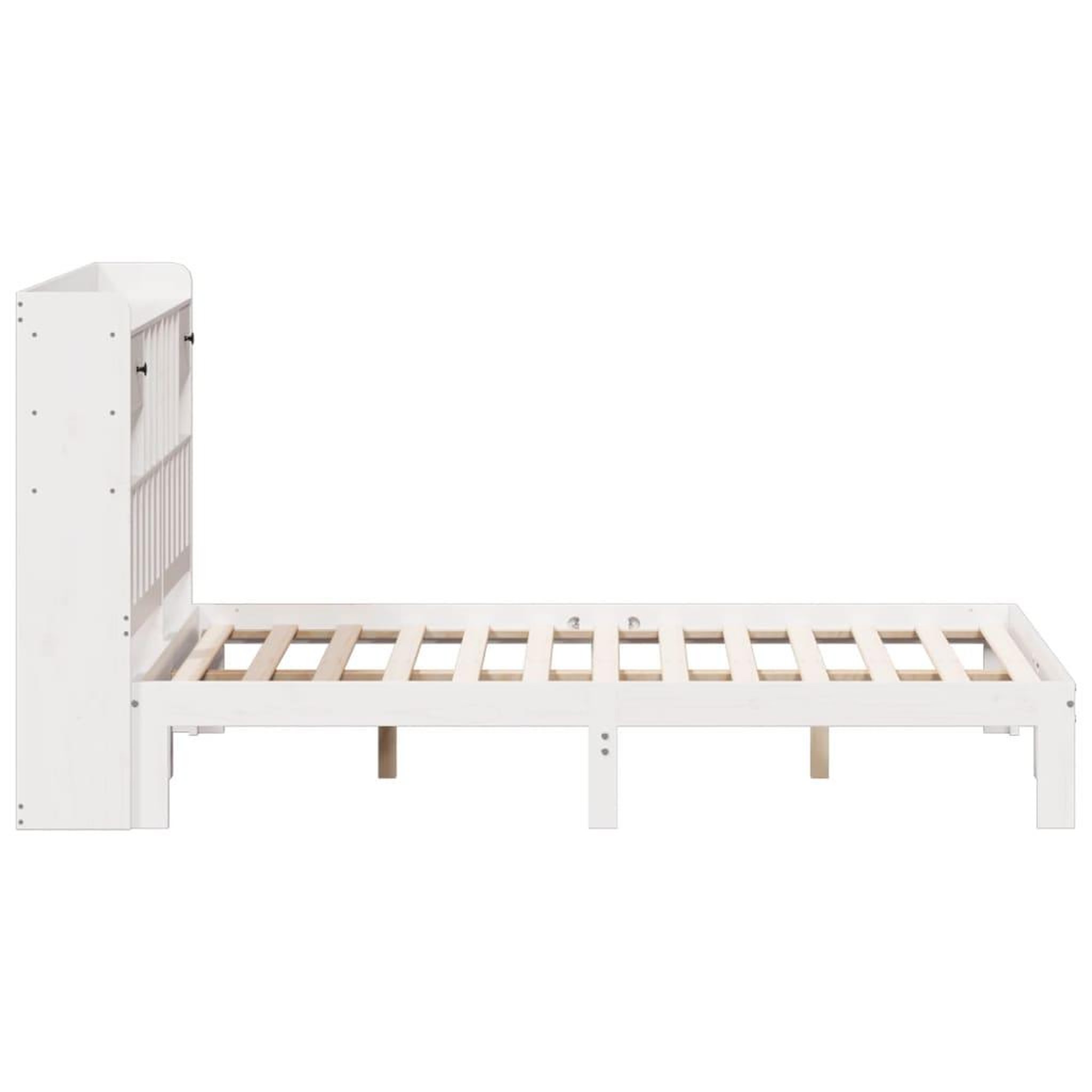 Voir la diapositive 5 : VIDAXL Lit bibliotheque sans matelas blanc 160x200 cm bois pin massif