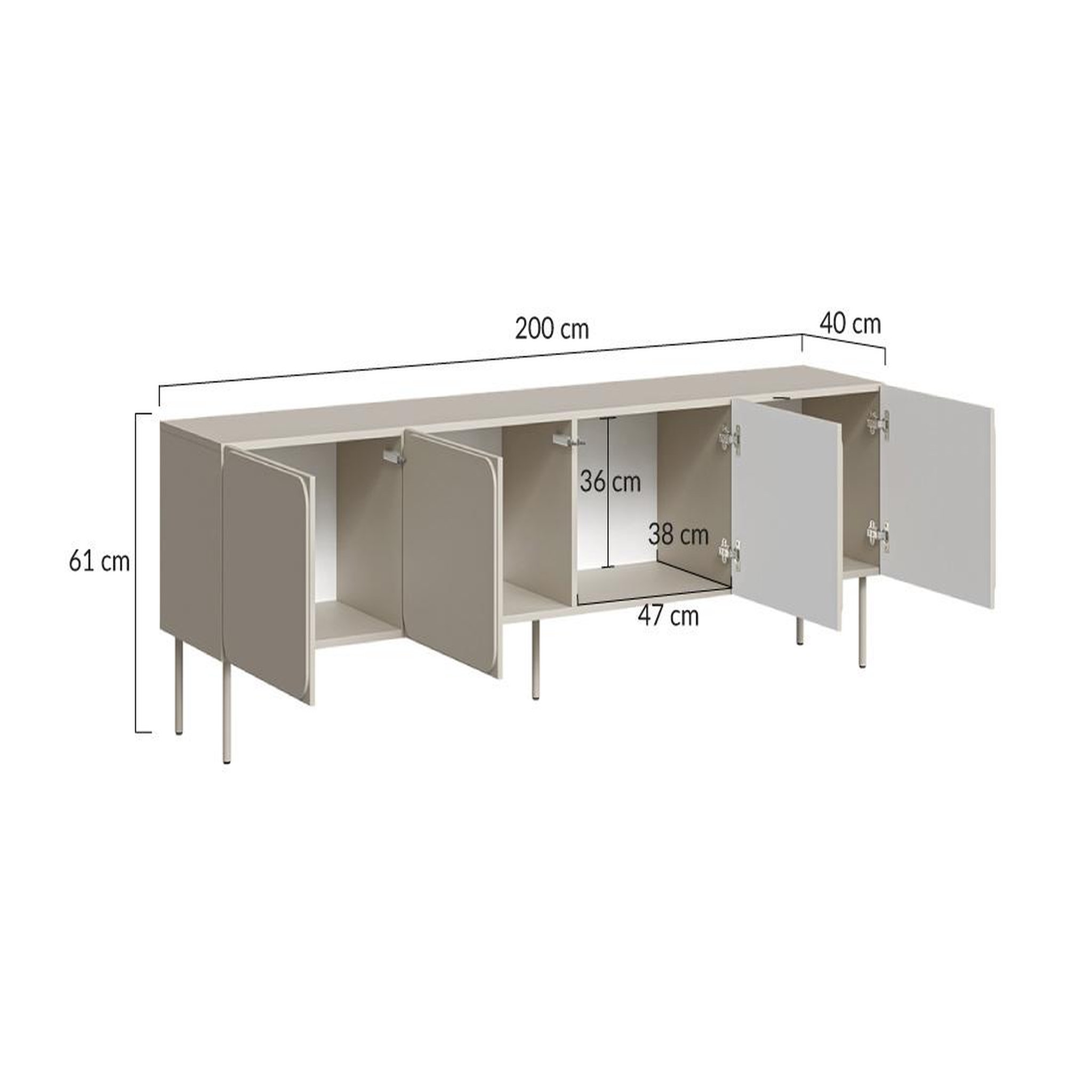 Voir la diapositive 6 : BEST MOBILIER Elvis - meuble tv 200 cm - 4 portes