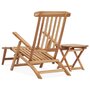 VIDAXL Chaise longue de jardin avec repose-pied et table Bois de teck