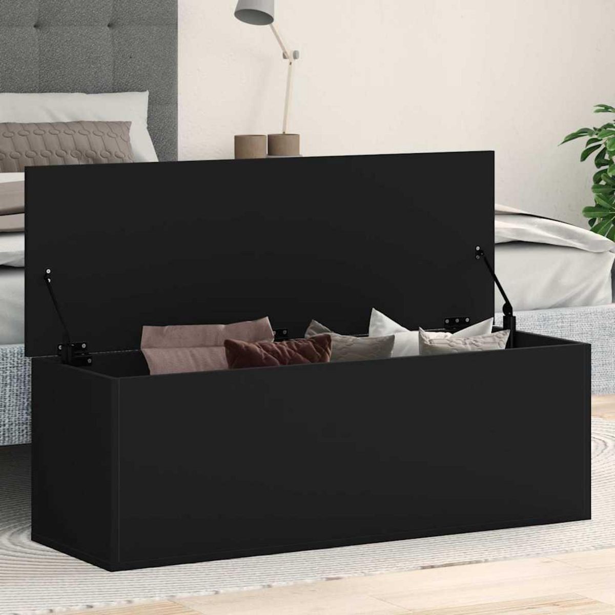 VIDAXL Boîte de rangement noir 102x35x35 cm bois d'ingenierie