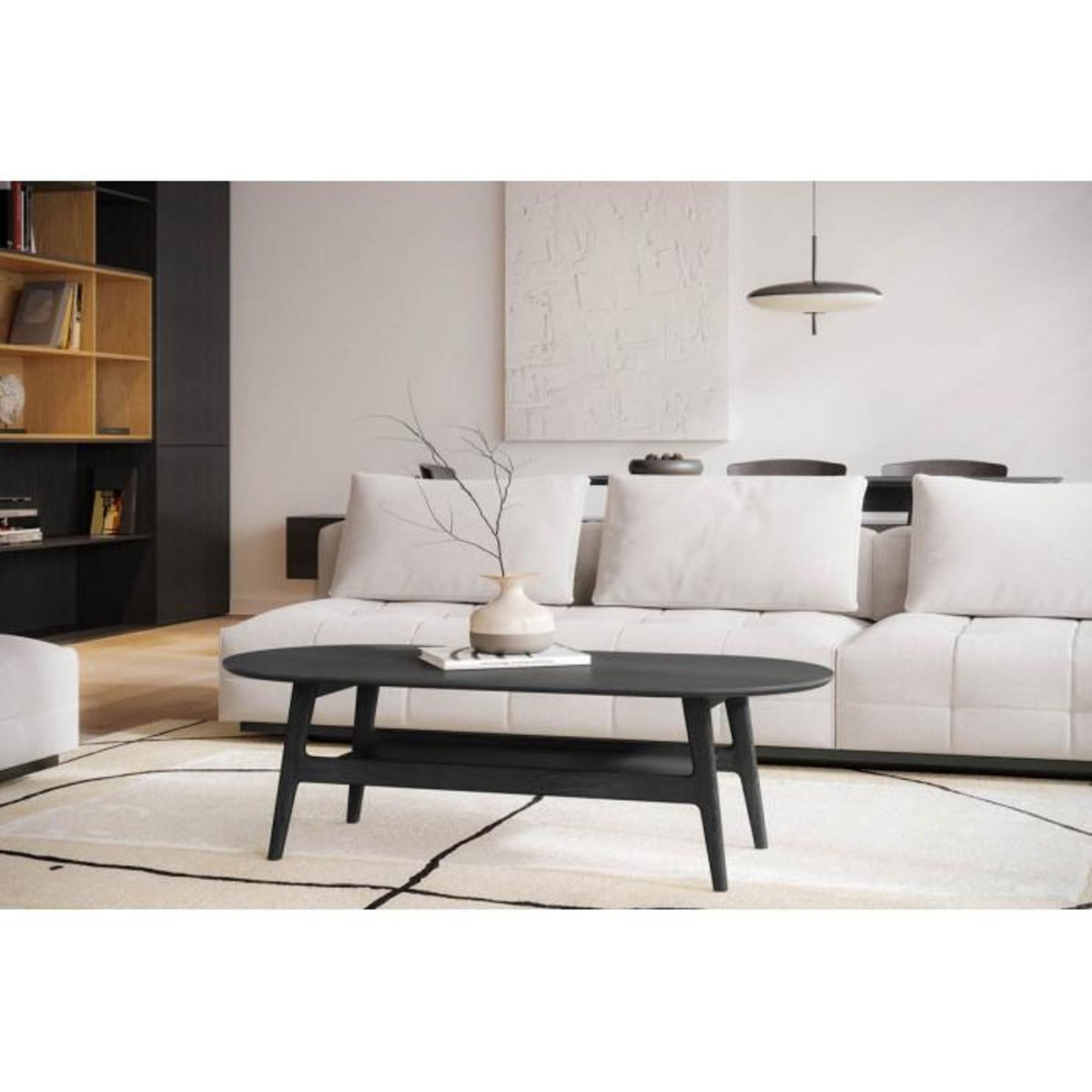 Paris Prix Table Basse en Bois  Courbée  130cm Noir