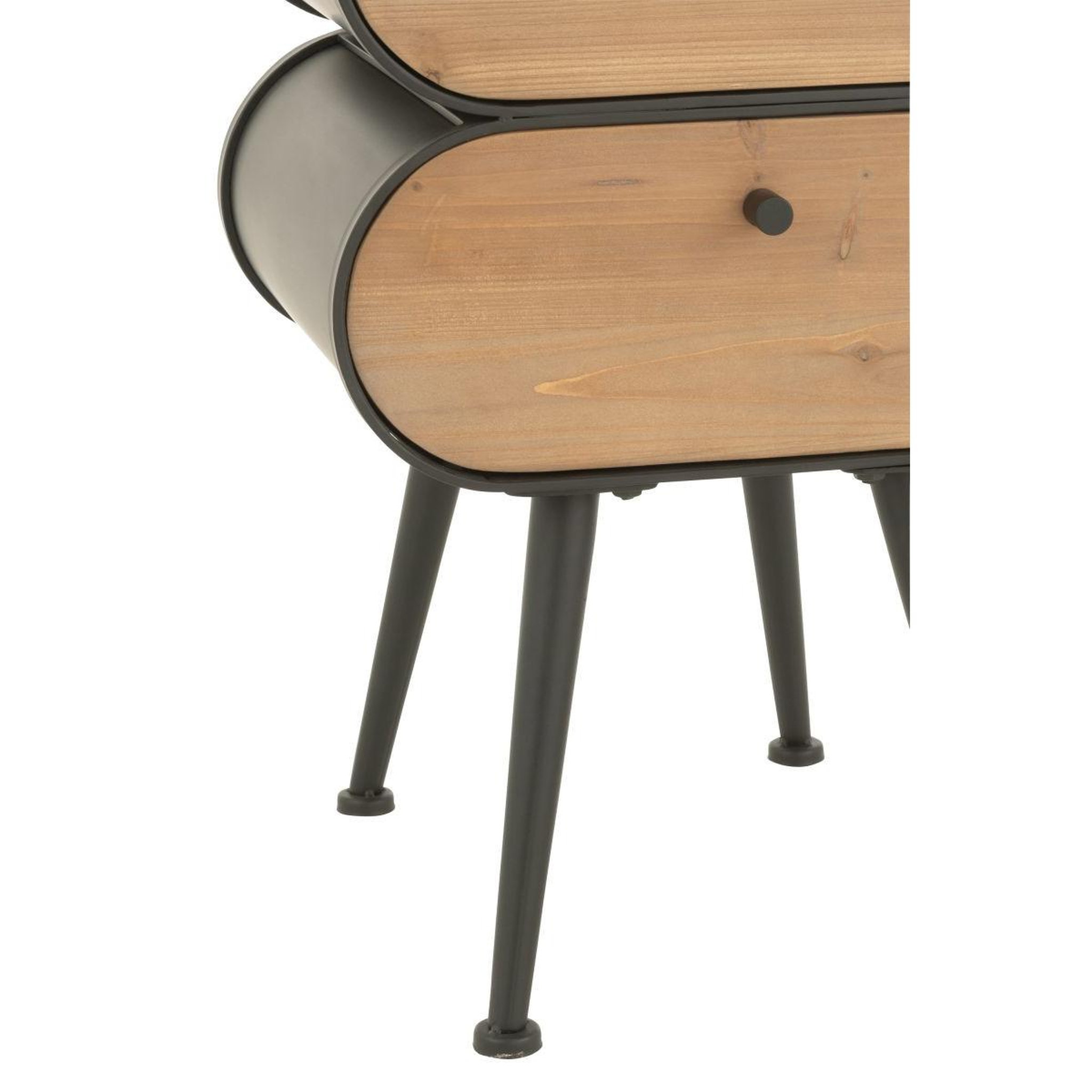 Voir la diapositive 5 : J-LINE Table de chevet 2 tiroirs  courchevel  61cm noir