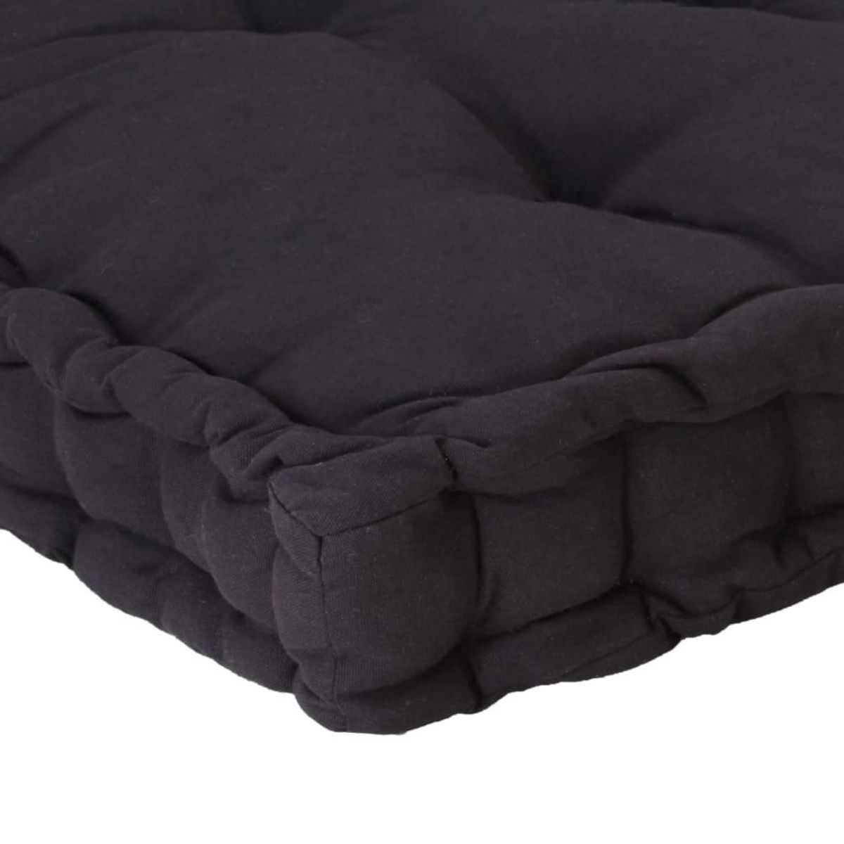 VIDAXL Coussin de plancher de palette Coton 120x80x10 cm Noir