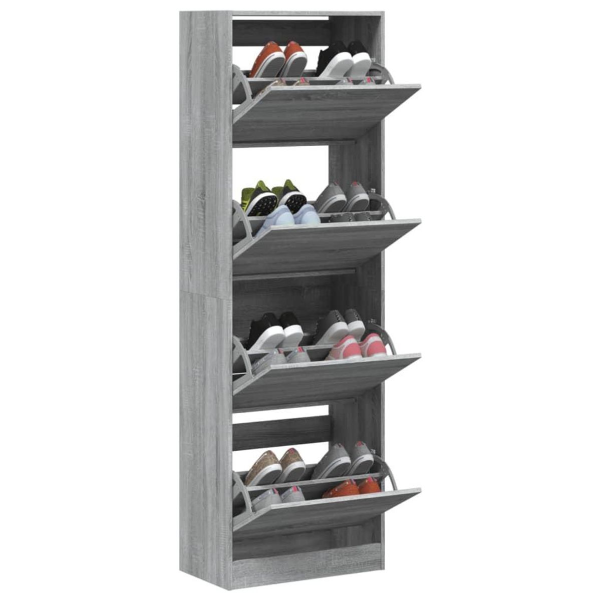 VIDAXL Armoire a chaussures 4 tiroirs rabattables sonoma gris