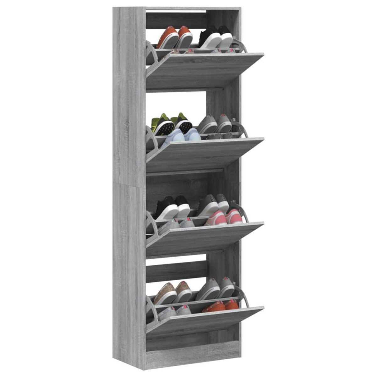 VIDAXL Armoire a chaussures 4 tiroirs rabattables sonoma gris