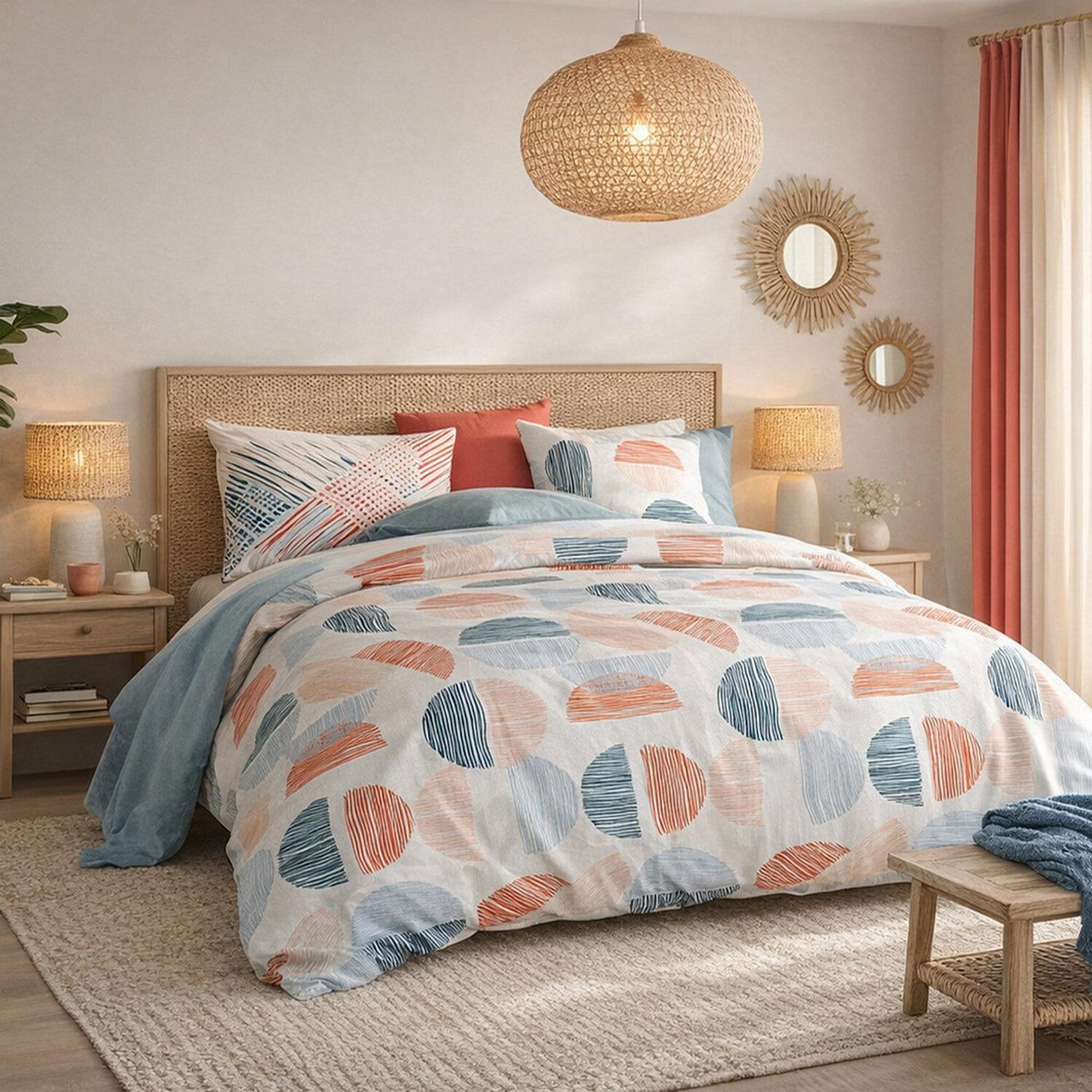 Les Ateliers du Linge Parure de housse de couette 100% coton 57fils halley