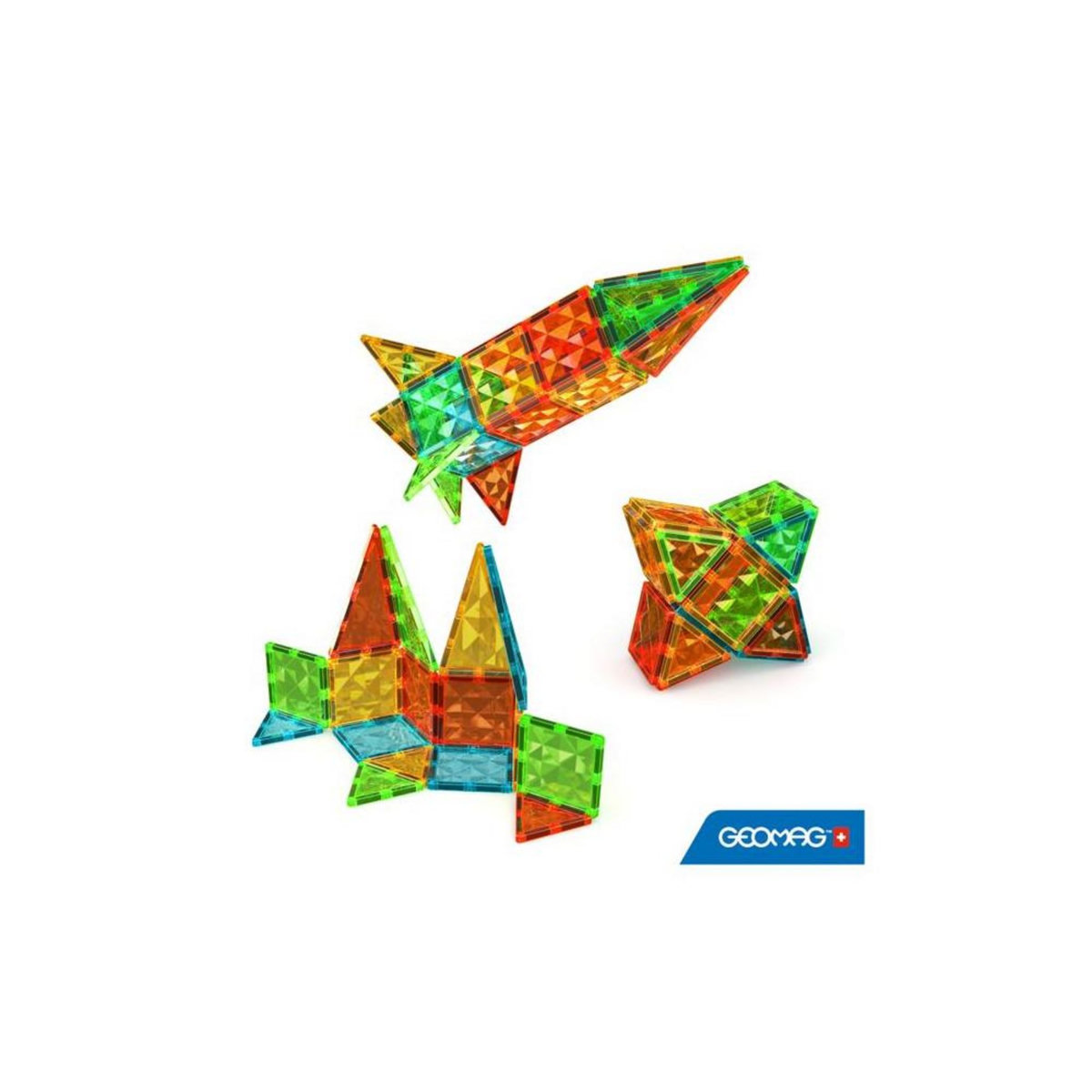 Geomag Tuiles magnétiques - GEOMAG - Tiles Gems 4101 - 32 pieces - Formes géométriques - Effet cristal