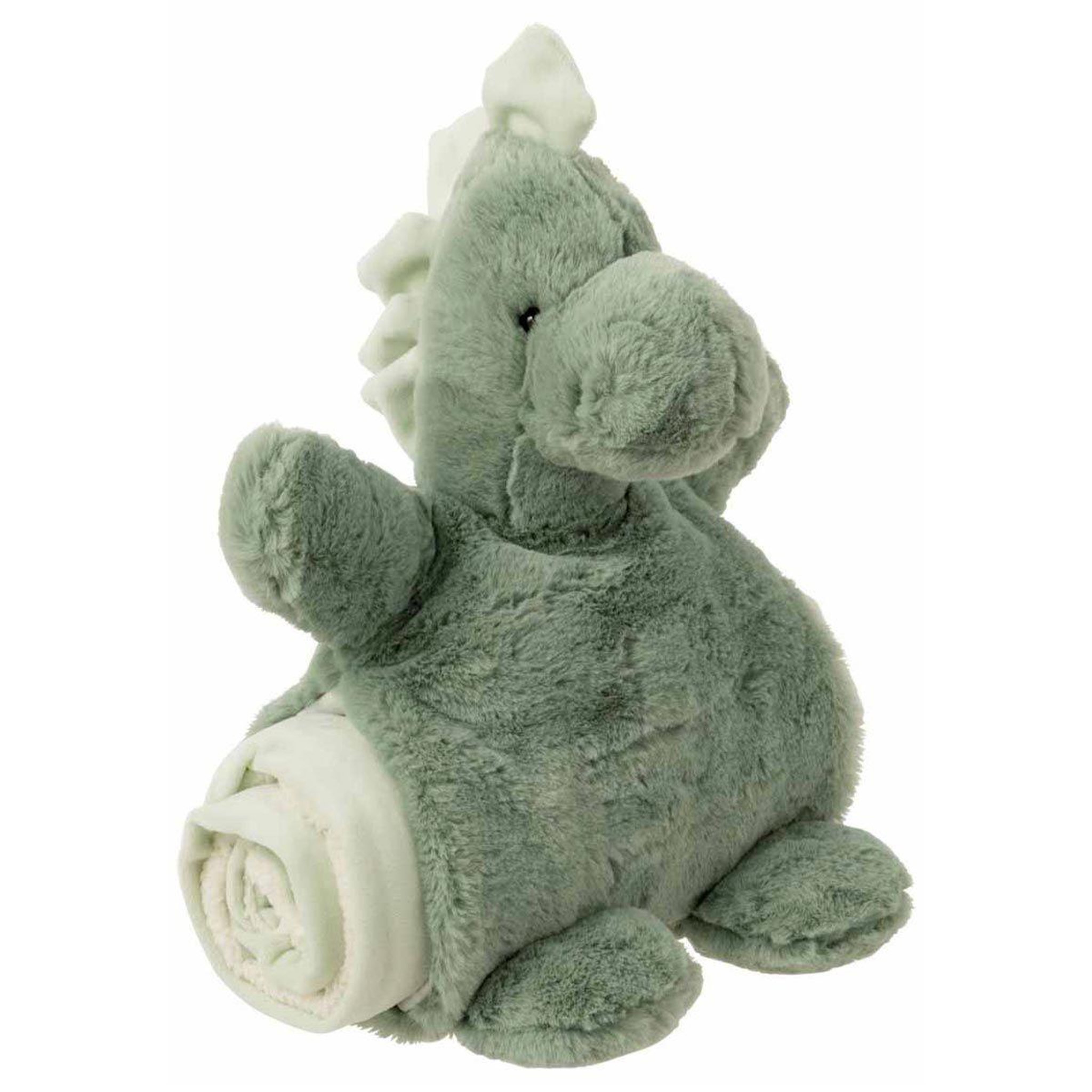 Voir la diapositive 1 : J-LINE Peluche & couverture enfant  dinosaure  32cm vert