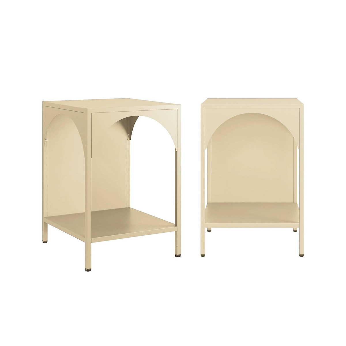 SWEEEK Lot de 2 tables de chevet. tables d'appoint en acier style industriel. beige. L 35 x l 35 x H 52cm