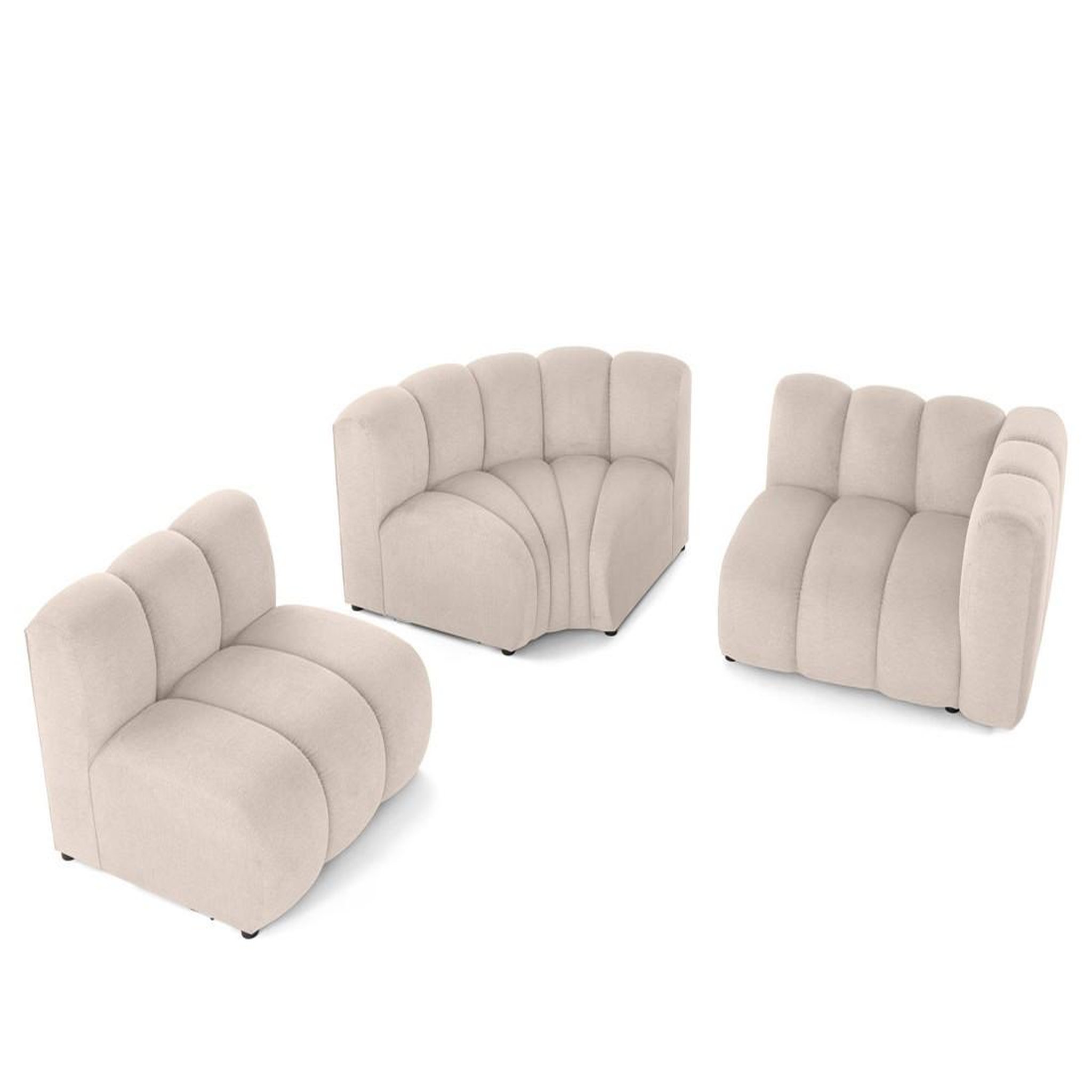 Voir la diapositive 2 : LISA DESIGN Debbie - canapé modulable d'angle gauche 4 places avec accoudoir en tissu texturé