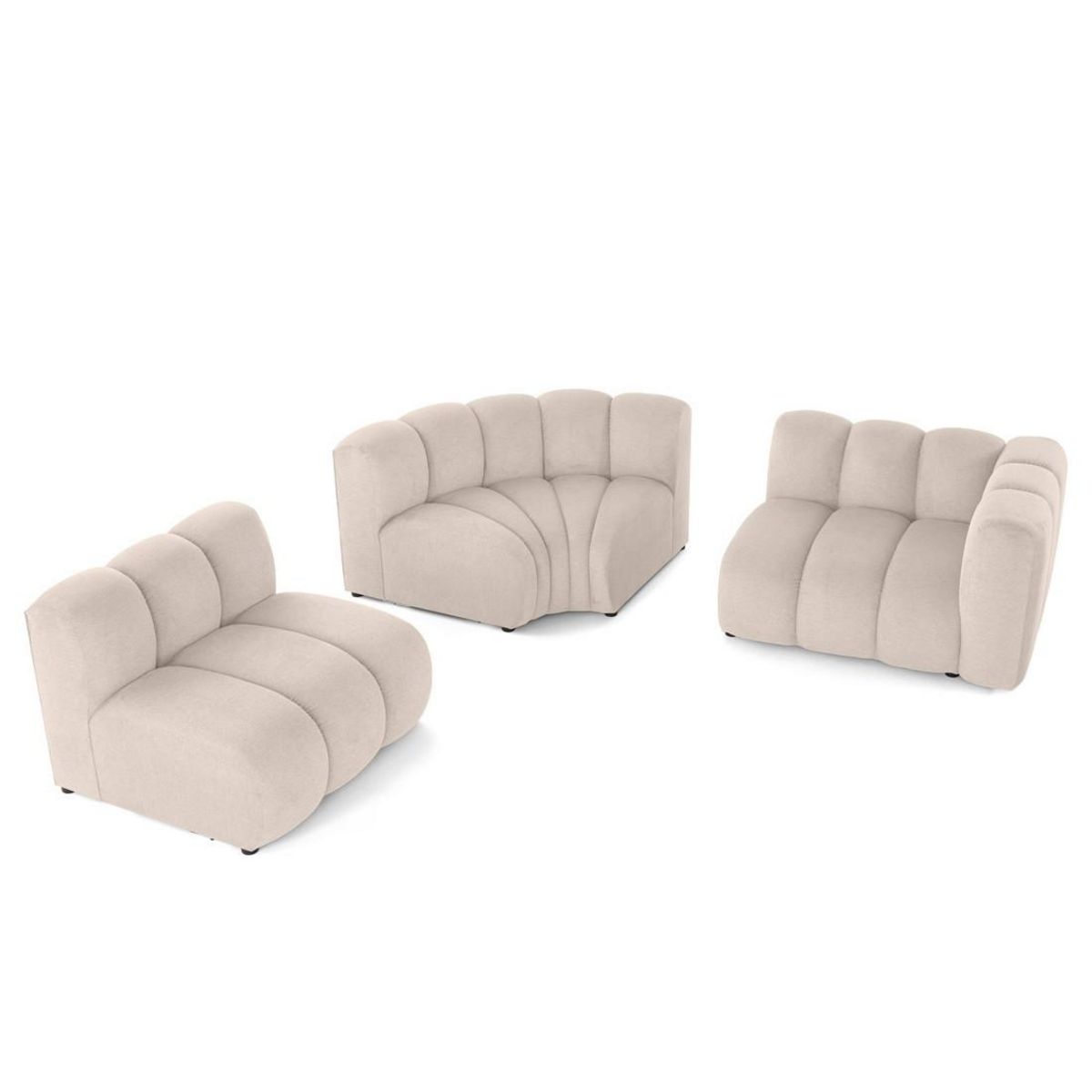 LISA DESIGN Debbie - canapé modulable d'angle gauche 4 places avec accoudoir en tissu texturé