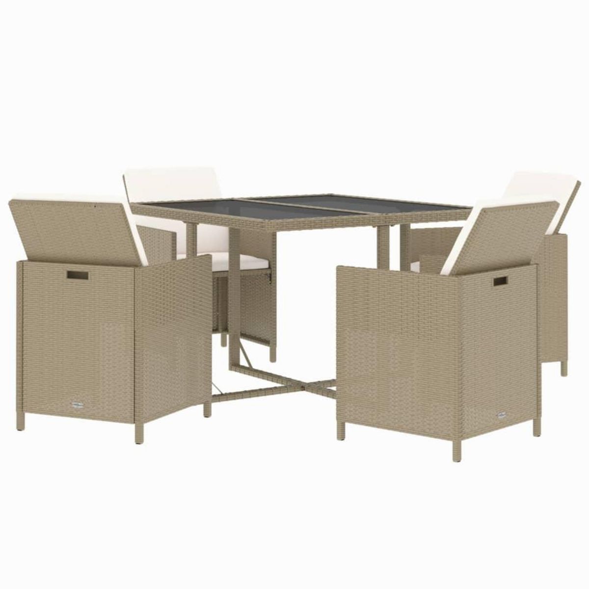 VIDAXL Ensemble a manger de jardin et coussins 5 pcs Poly rotin Beige