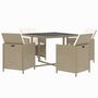 Voir la diapositive 3 : VIDAXL Ensemble a manger de jardin et coussins 5 pcs Poly rotin Beige