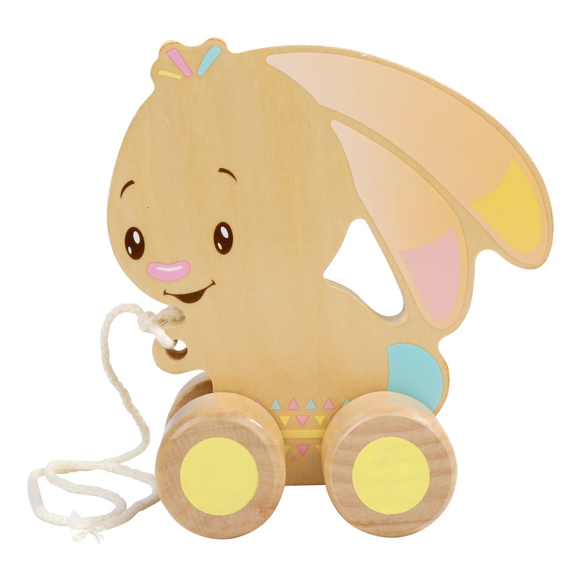 One Two Fun Petit animal en bois à tirer - Dès 12 mois