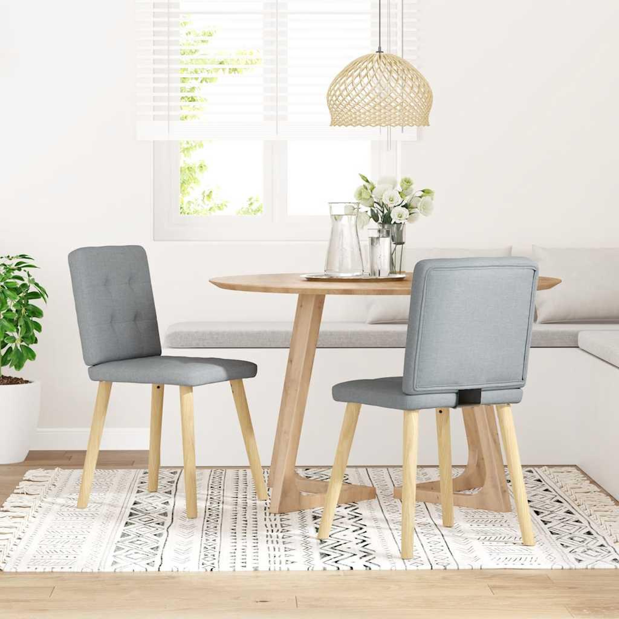 Voir la diapositive 2 : VIDAXL Chaises a manger lot de 2 gris clair tissu