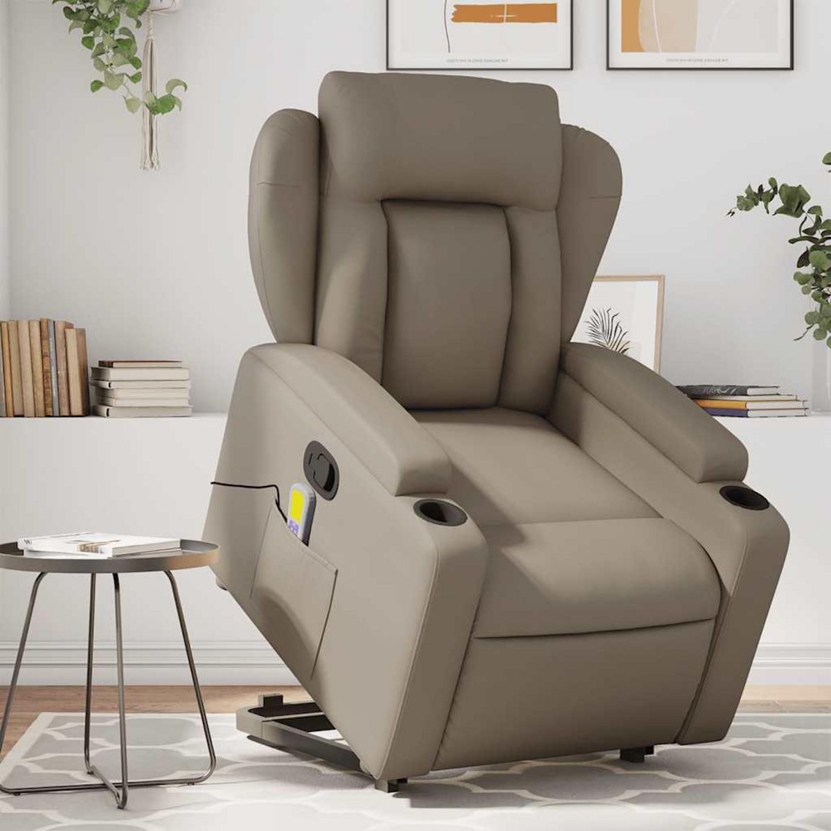 VIDAXL Fauteuil inclinable de massage Cappuccino Similicuir