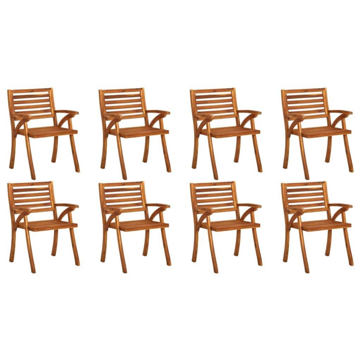 VIDAXL Chaises de jardin avec coussins lot de 8 Bois d'acacia solide