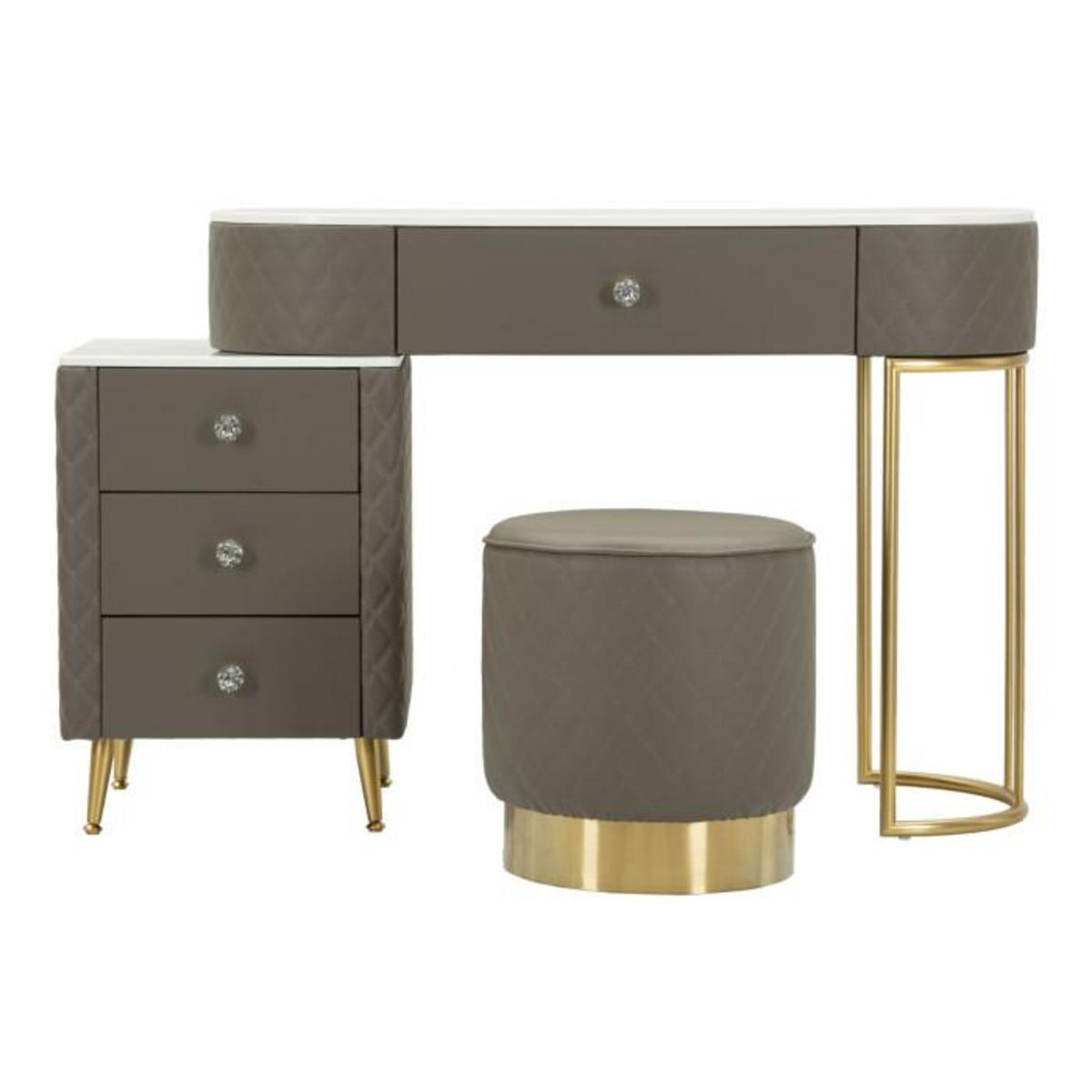 Paris Prix Coiffeuse Avec Pouf Effet Marbre  Sharon  120 Gris & Or