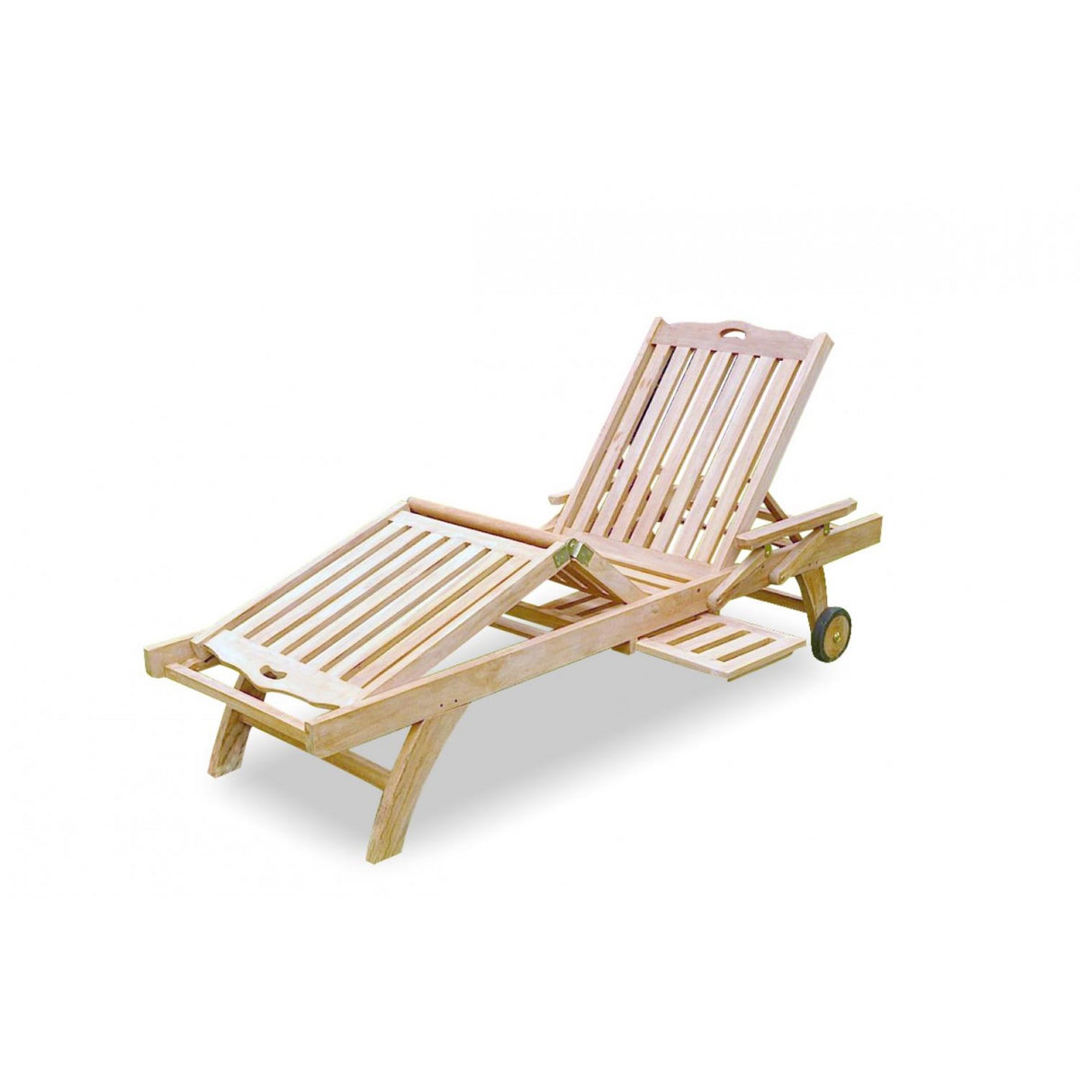 CONCEPT USINE Bain de soleil avec roulette et tablette en teck massif EGADI