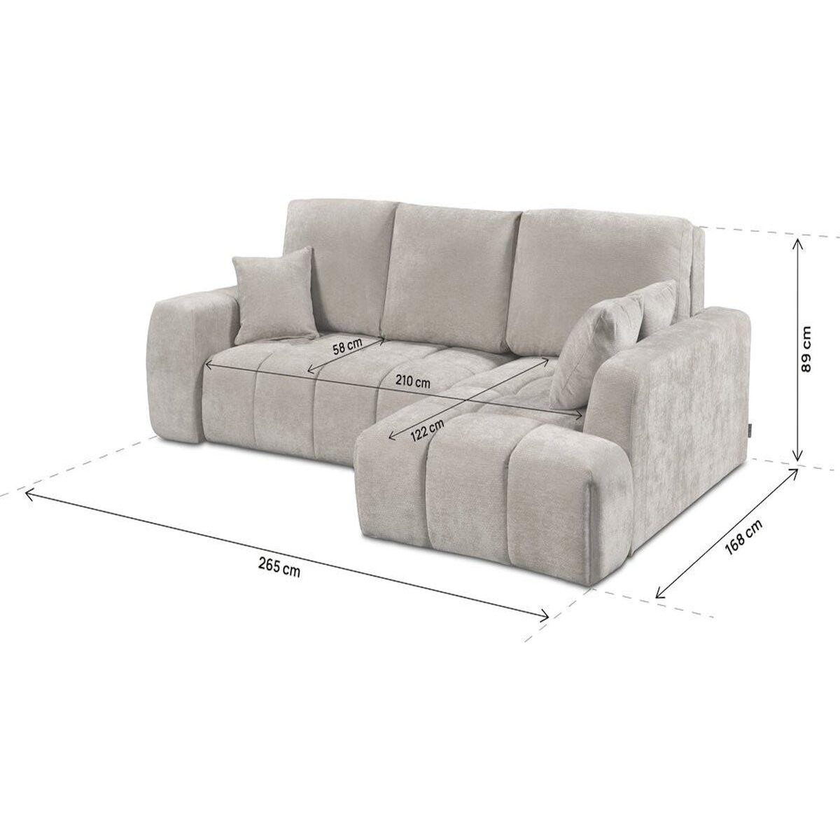 Habitat et Jardin Canapé d'angle droit convertible en tissu chenille  Verneuil  - 3 places - Beige