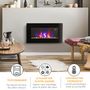 Voir la diapositive 6 : HOMCOM Cheminée électrique murale 1000/2000W effet flammes LED 7 couleurs réglables télécommande galets noir