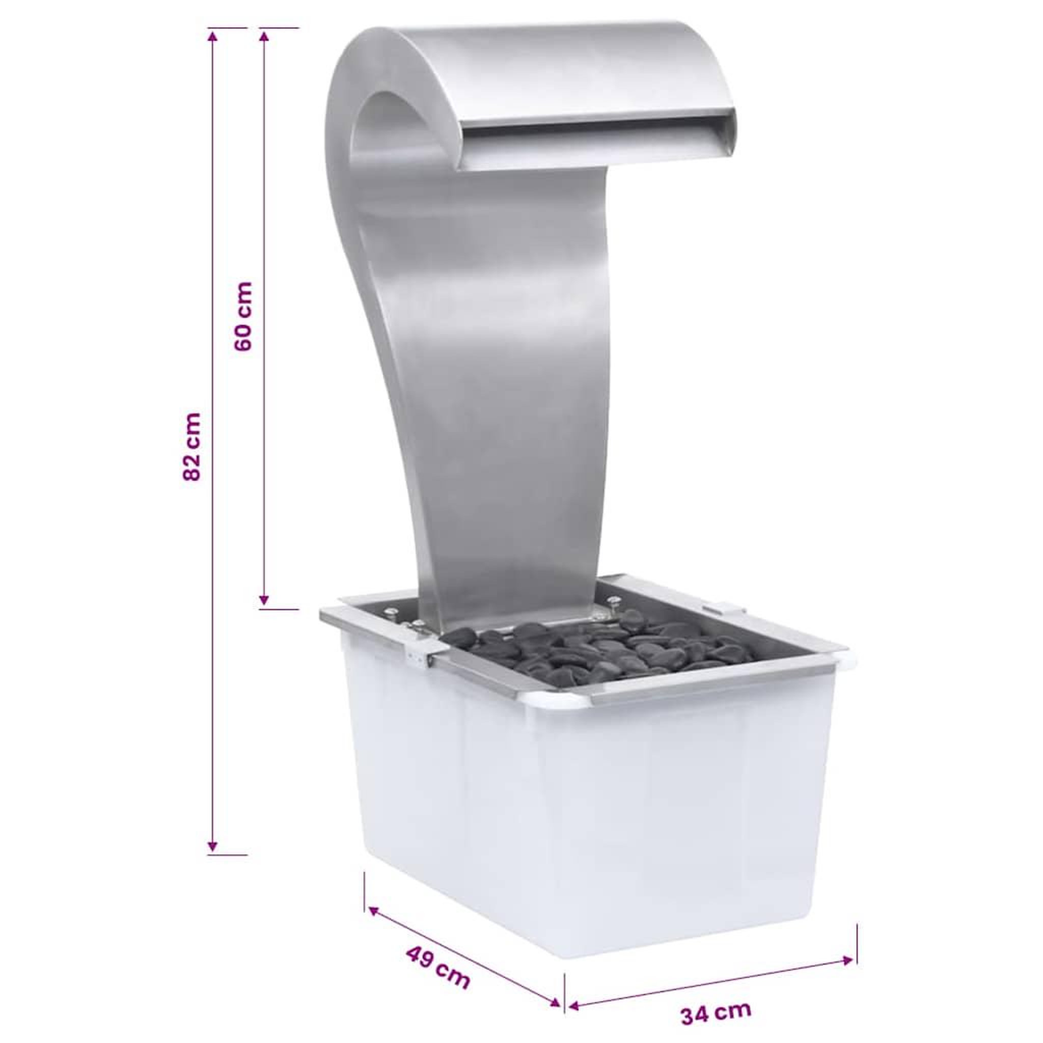 Voir la diapositive 6 : VIDAXL Cascade de jardin argente 34x49x82 cm acier inoxydable
