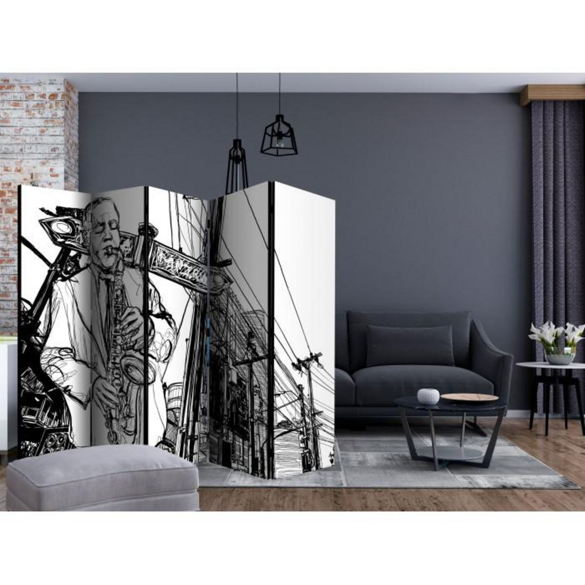 Paris Prix Paravent 5 Volets  Saxophone Recital on Broadway  172x225cm