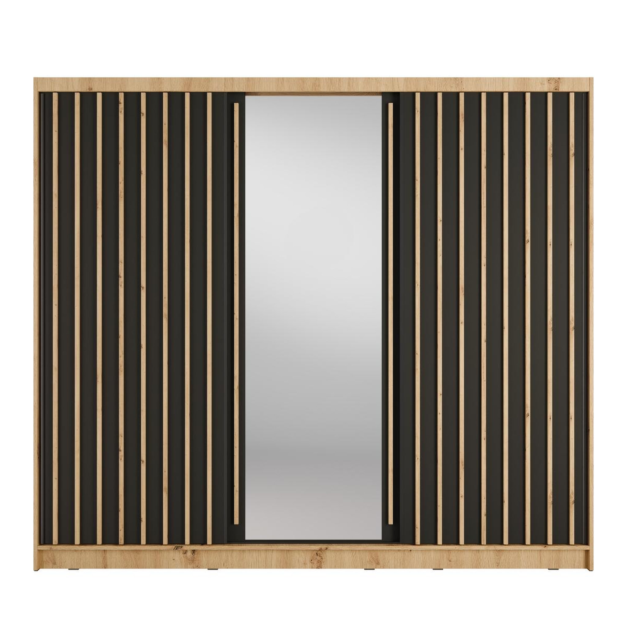 Voir la diapositive 4 : JLC KREATION Armoire coulissante moderne bois et noir 250cm celia