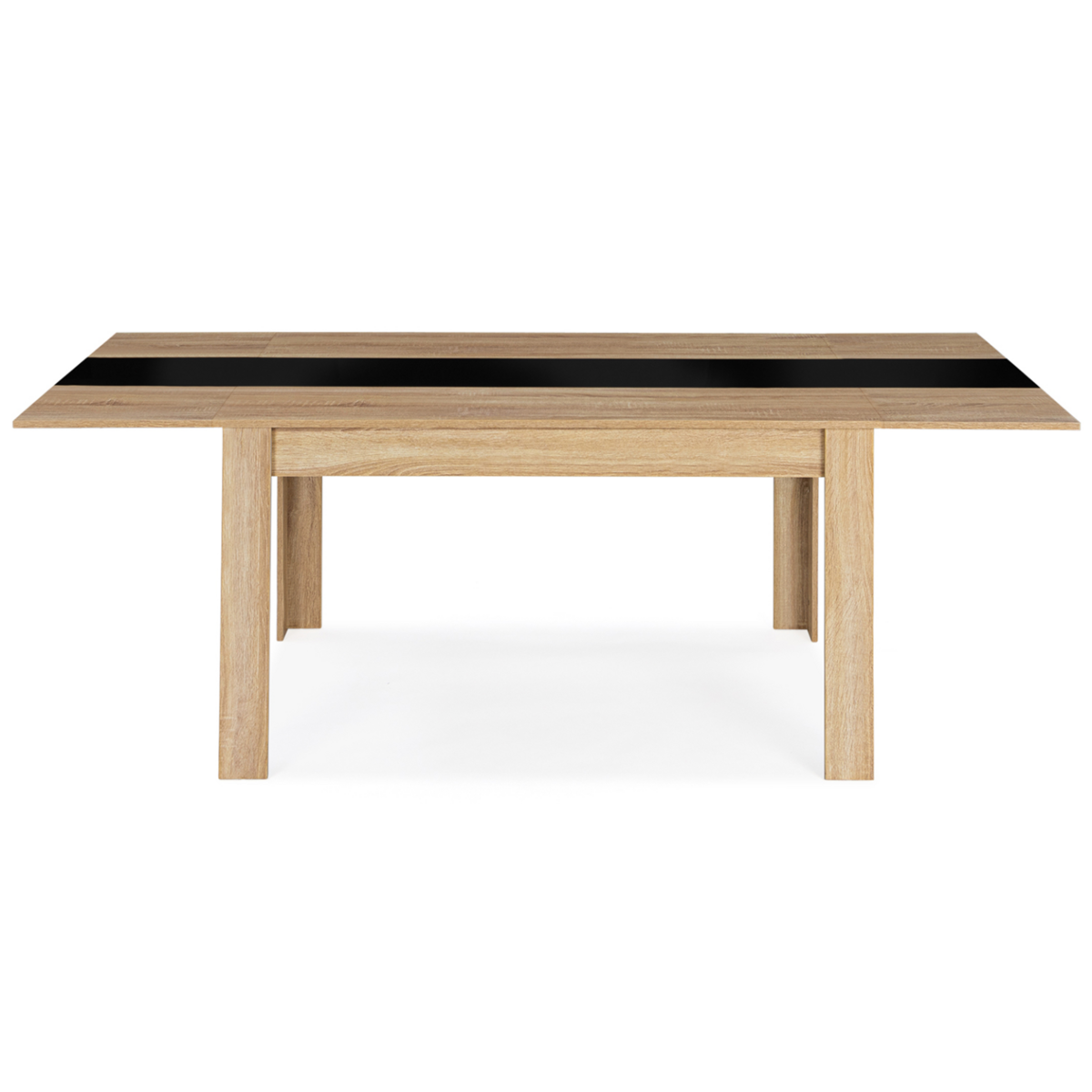 ID MARKET Table à manger extensible rectangle GEORGIA 6-10 personnes imitation hêtre et noire 140-220 x 90 cm