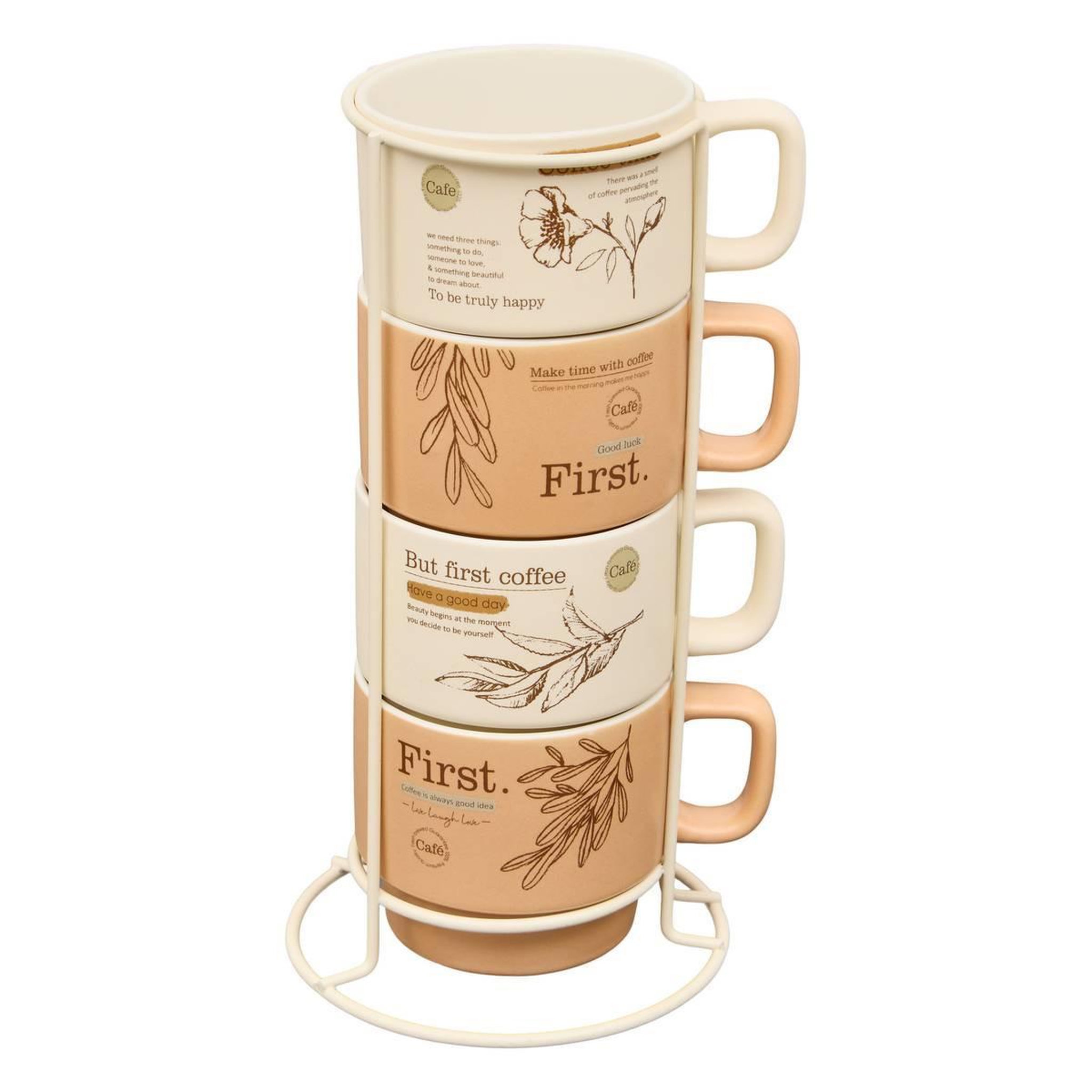 SECRET DE GOURMET Lot de 4 mugs sur rack  wellness  22cl multicolore