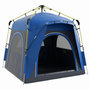 Voir la diapositive 1 : OUTSUNNY Tente de camping familiale 4 personnes montage instantanée pop-up 4 fenêtres pare-soleil dim. 2,4L x 2,4l x 1,95H m fibre verre polyester bleu anthracite
