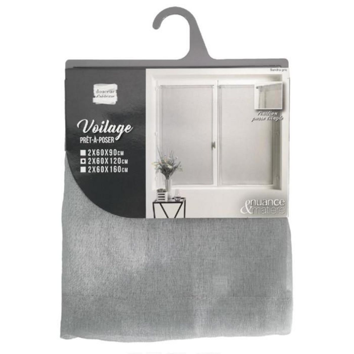 Paris Prix Paire de Voilages  Sandra  60x120cm Gris