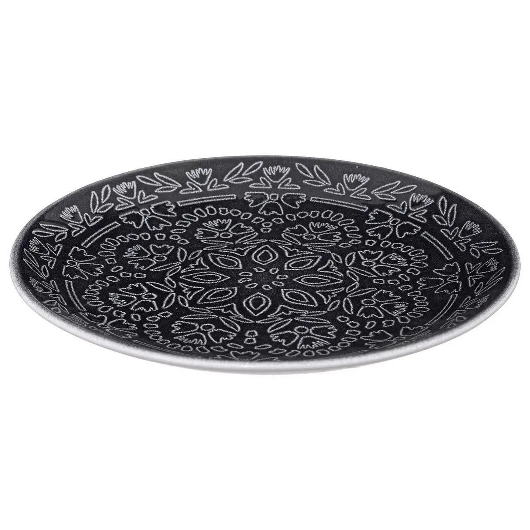 Voir la diapositive 2 : SECRET DE GOURMET Lot de 6 assiettes plates  midnight garden  26cm noir
