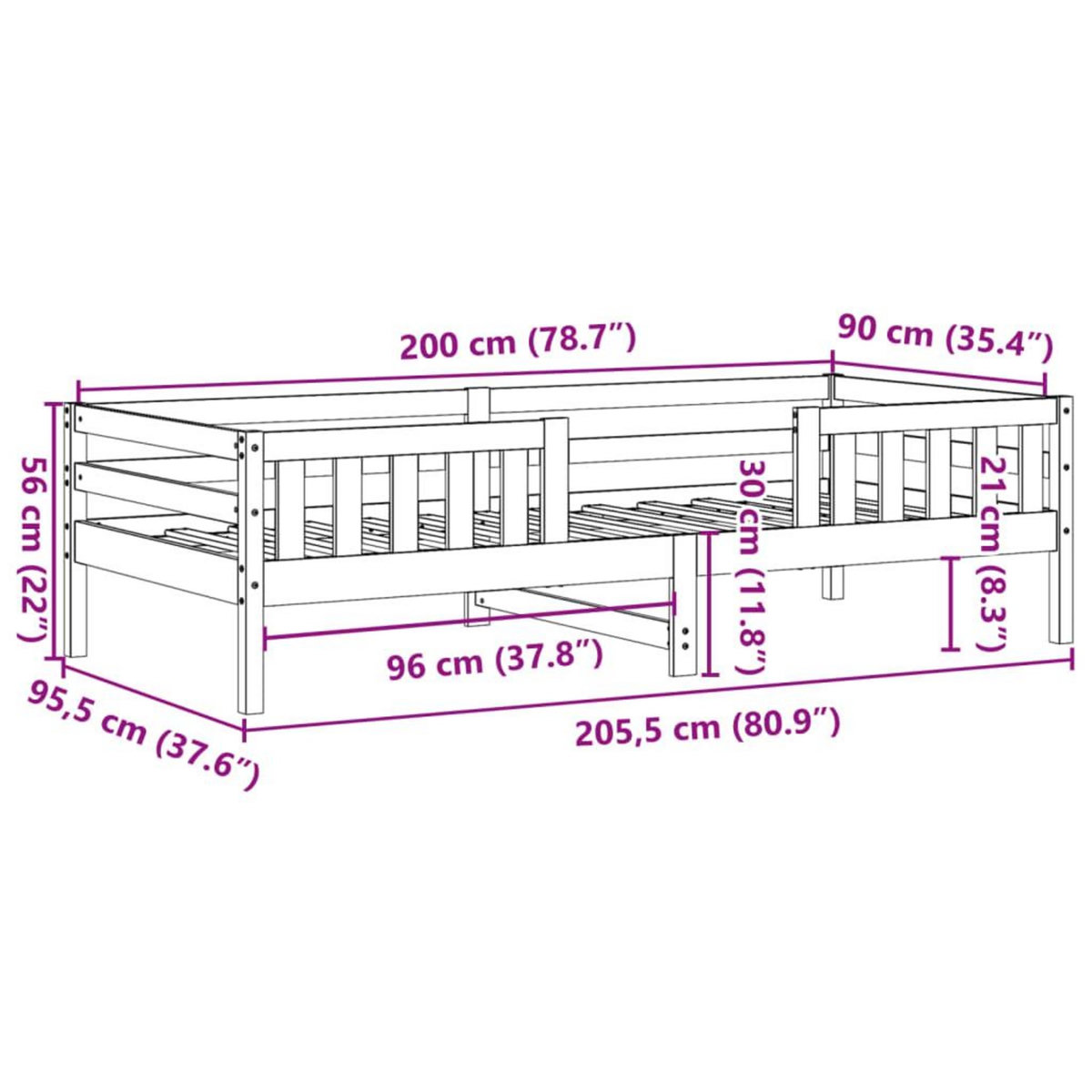 VIDAXL Cadre de lit sans matelas blanc 90x200 cm bois de pin massif