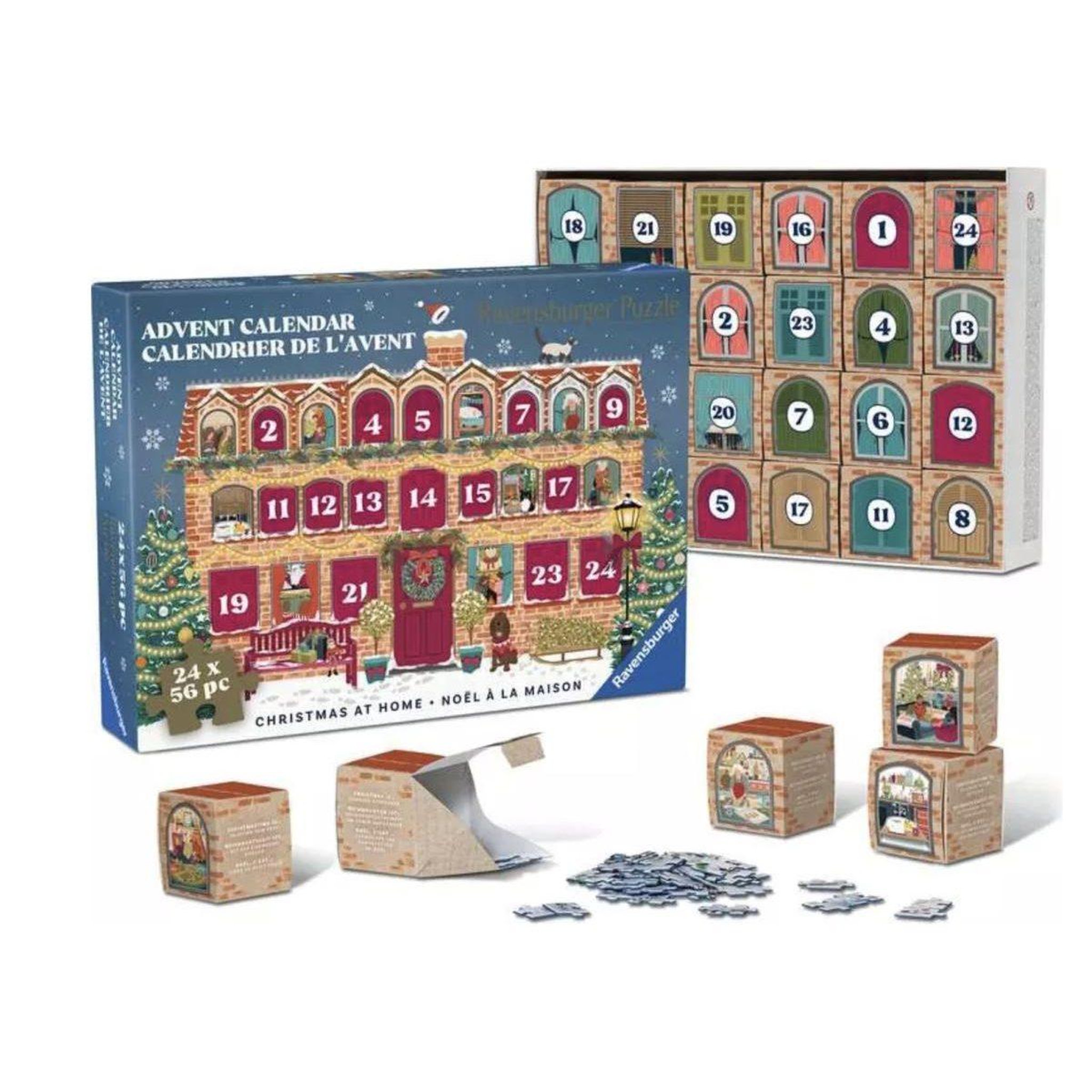 Voir la diapositive 2 : RAVENSBURGER Puzzles adultes 24x56 pieces - calendrier de l avent 2026 - noel a la maison
