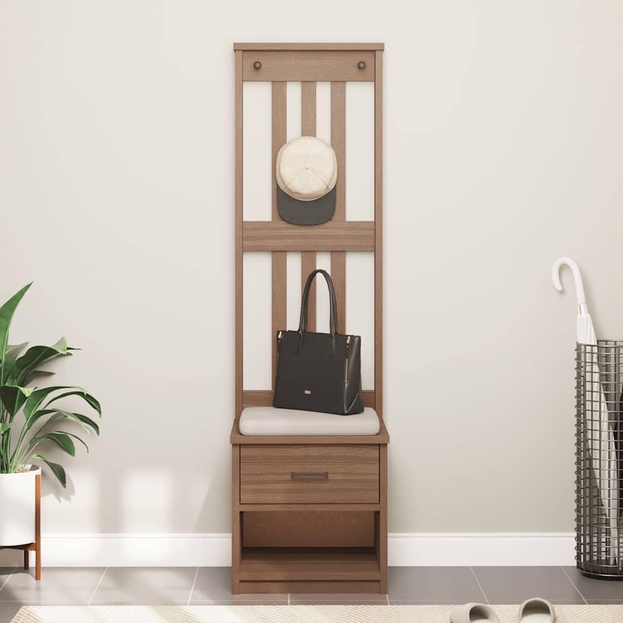 Voir la diapositive 4 : VIDAXL Portemanteau SANDENS 45x40x159,5 cm bois massif pin