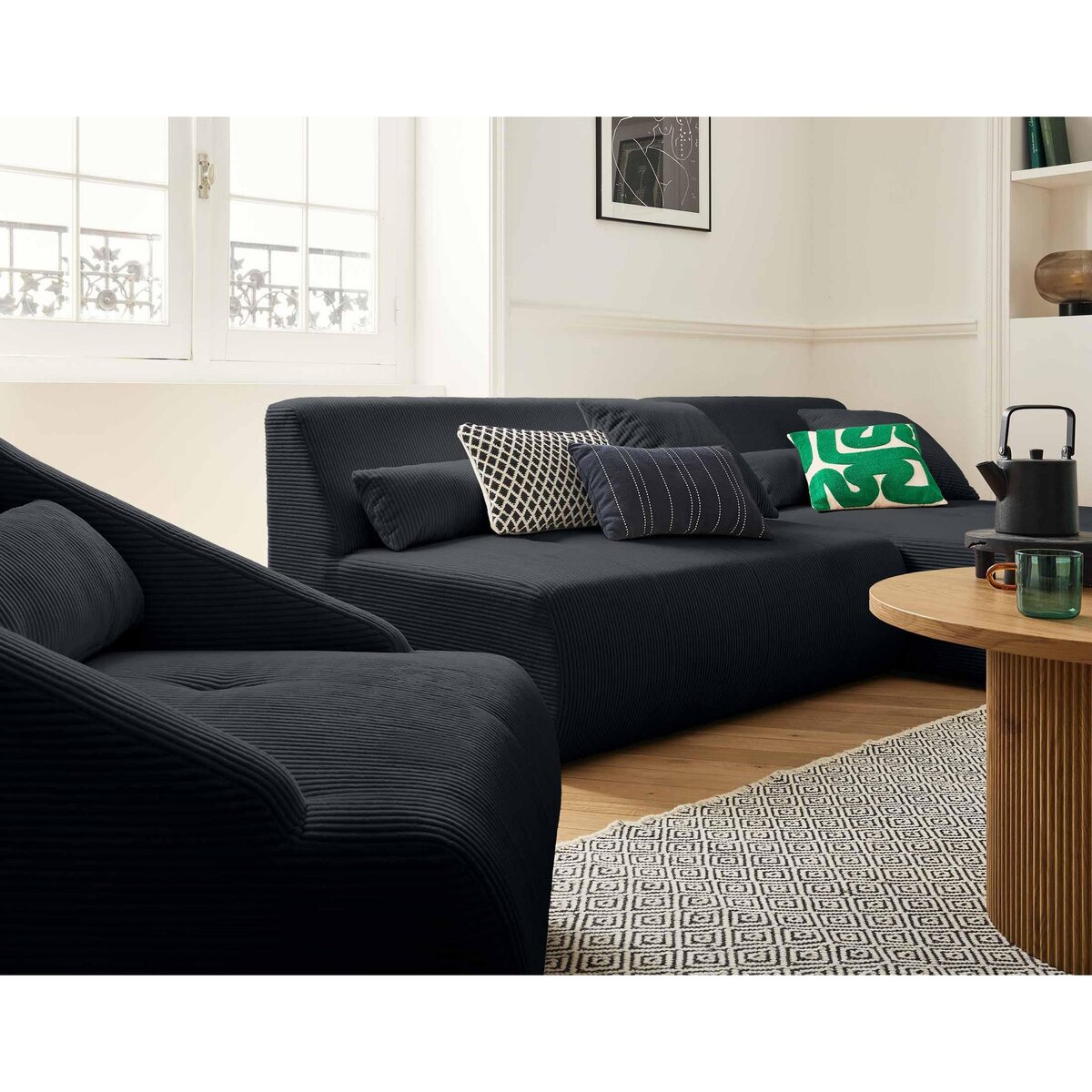 LISA DESIGN Onyx - canapé modulable d'angle réversible 4 places - en velours côtelé