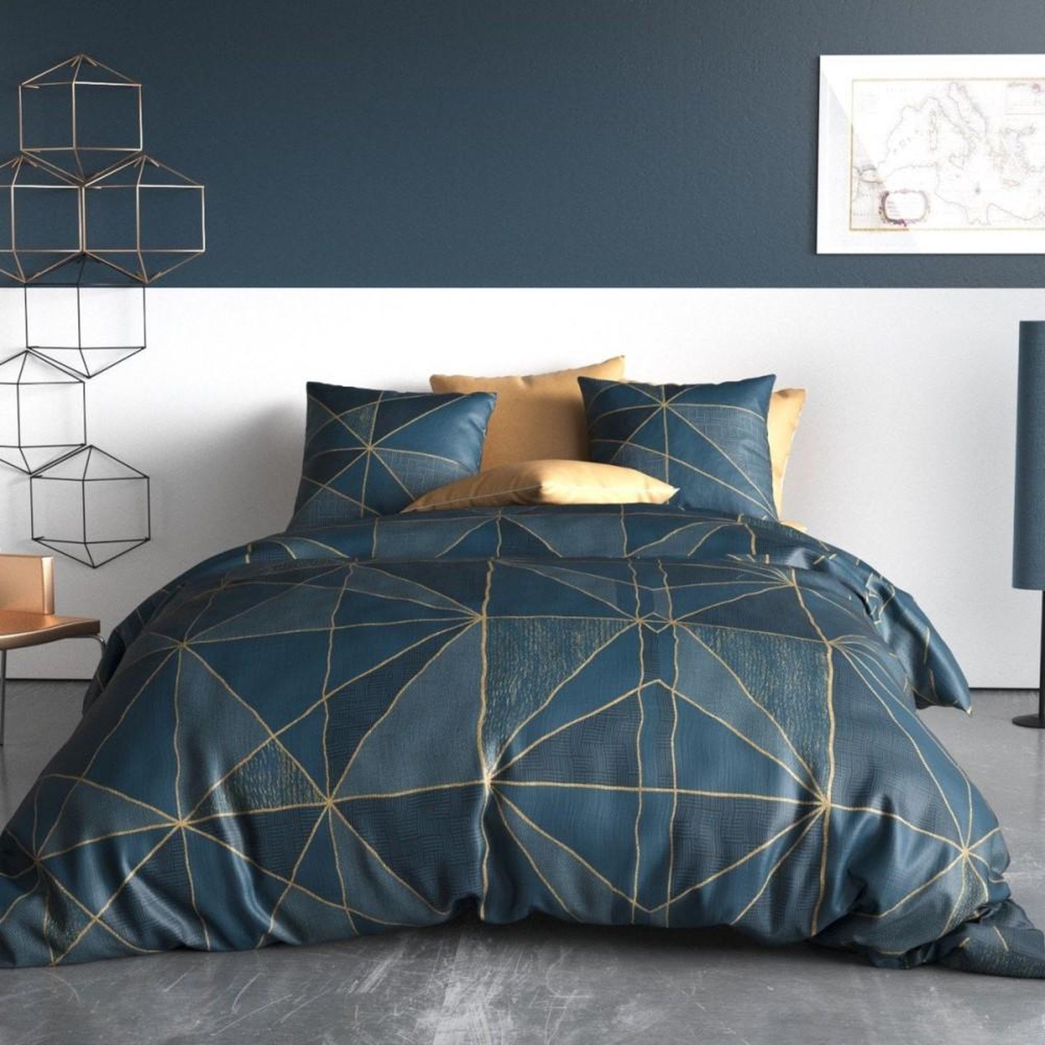 Voir la diapositive 1 : ATELIER DU COTON Housse de couette 260x240 RENO + 2 taies coton 57 fils
