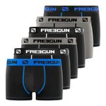 FREEGUN Lot de 6 boxers coton homme Uni. Coloris disponibles : Noir