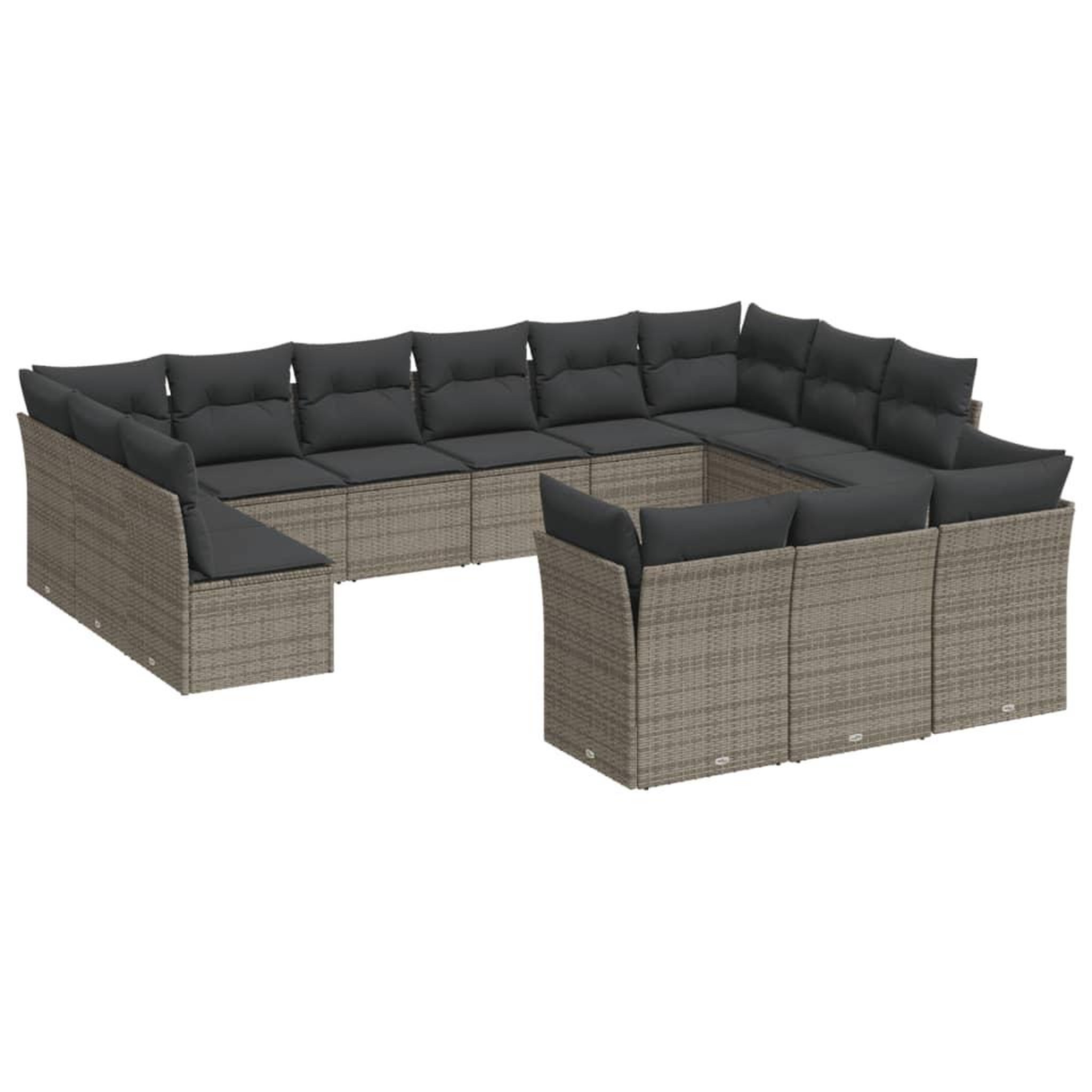 Voir la diapositive 2 : VIDAXL Salon de jardin avec coussins 13 pcs gris resine tressee