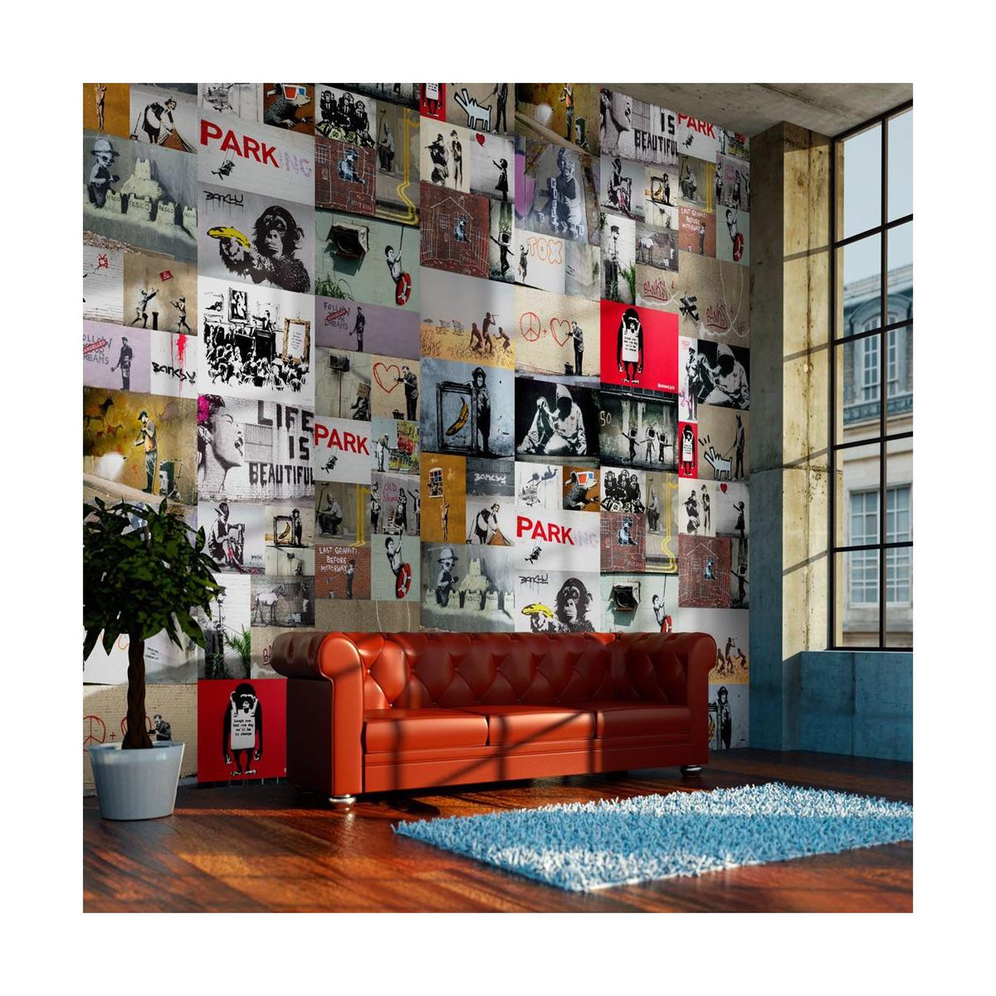 Paris Prix Papier peint  banksy a collage  50x1000cm