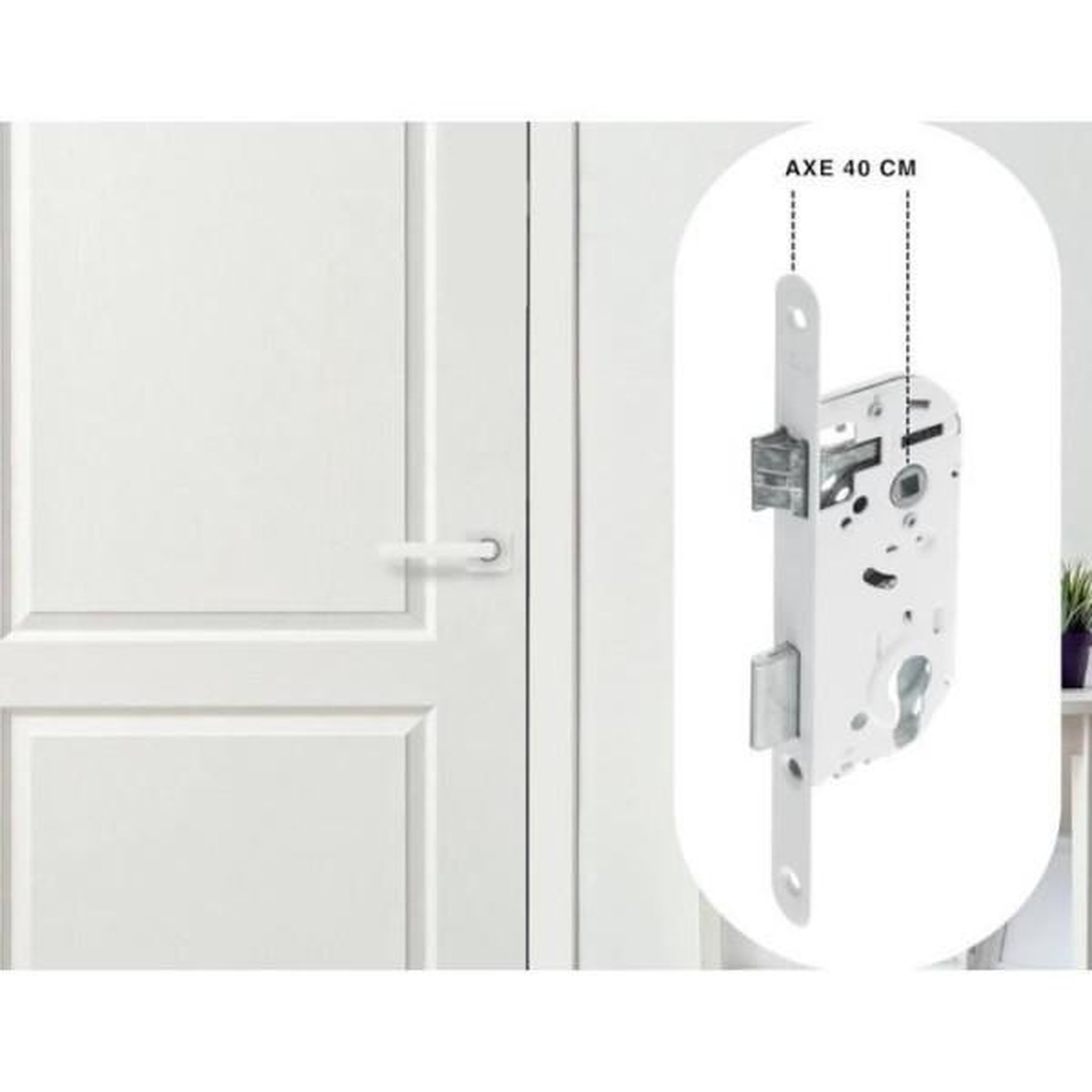 Voir la diapositive 5 : YALE Serrure a encastrer trou de cylindre - YALE - Y50R-A40/B - axe 40 mm, coffre 135 mm - Pene Réversible, Tetiere bouts ronds - Bl