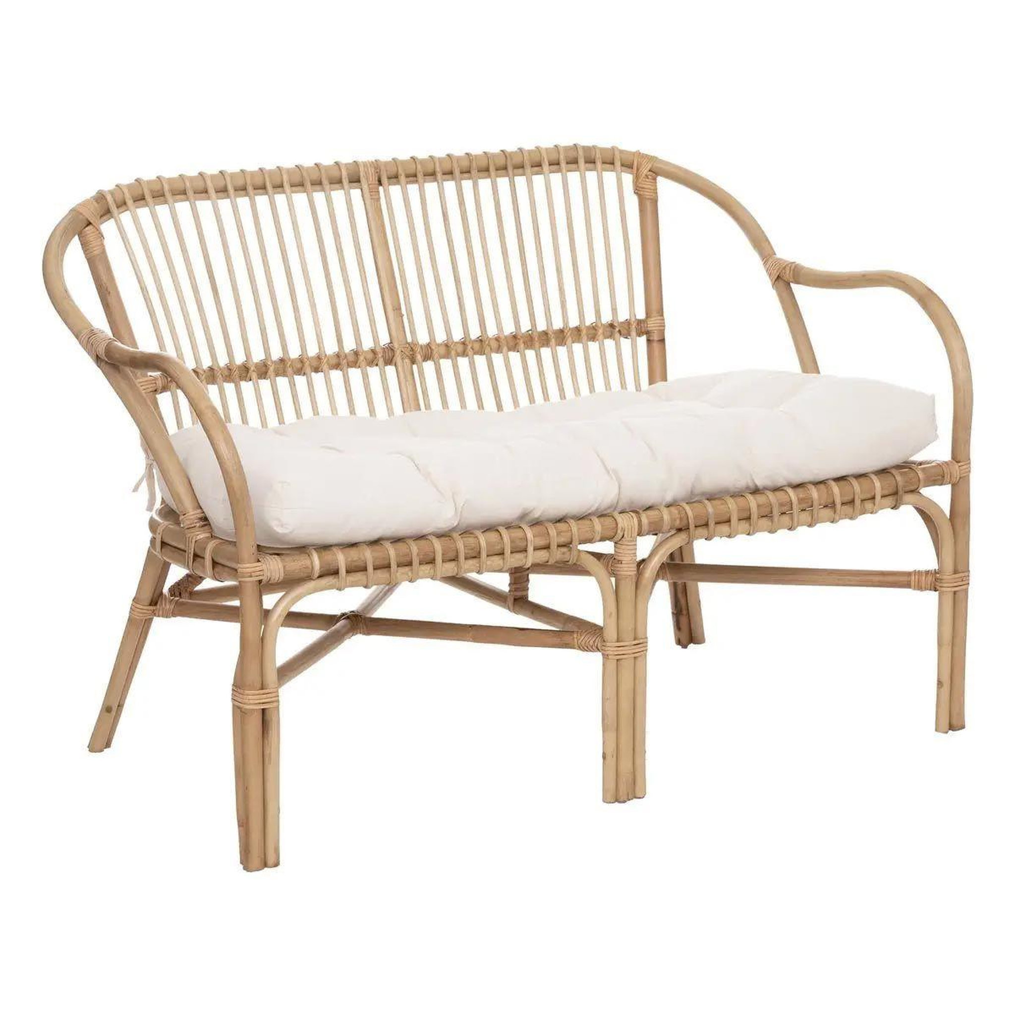 ATMOSPHERA Banc 2 places en rotin  neta  110cm naturel & blanc