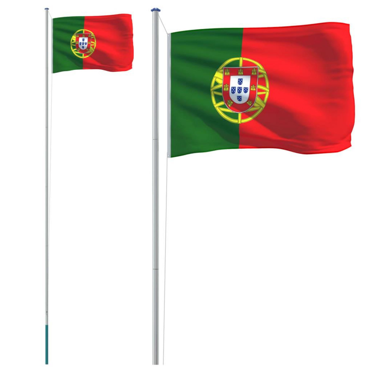 VIDAXL Drapeau du Portugal et mat 6,23 m Aluminium
