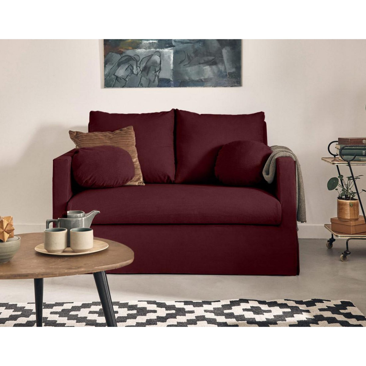 LISA DESIGN Serena - canapé droit déhoussable 2 places en tissu