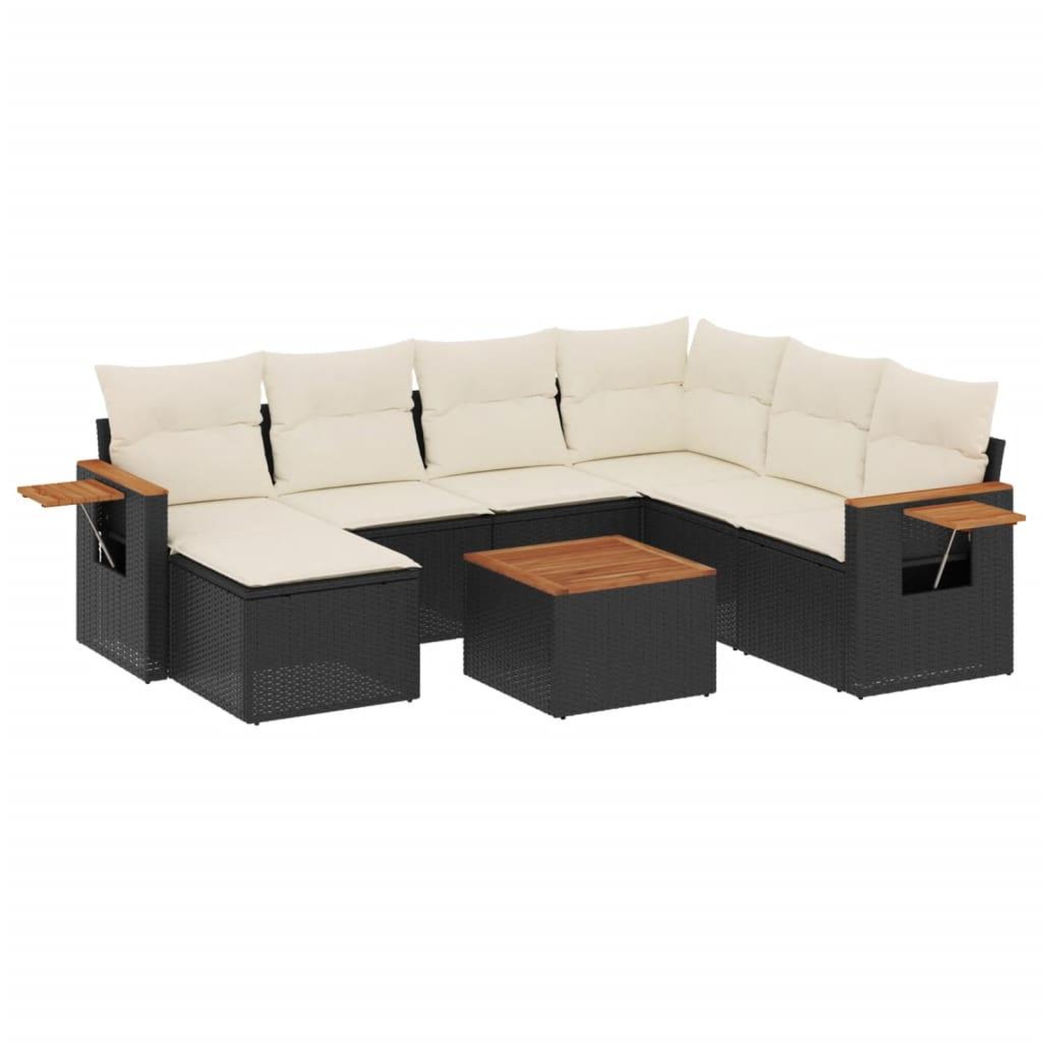 Voir la diapositive 2 : VIDAXL Salon de jardin 8 pcs avec coussins noir resine tressee