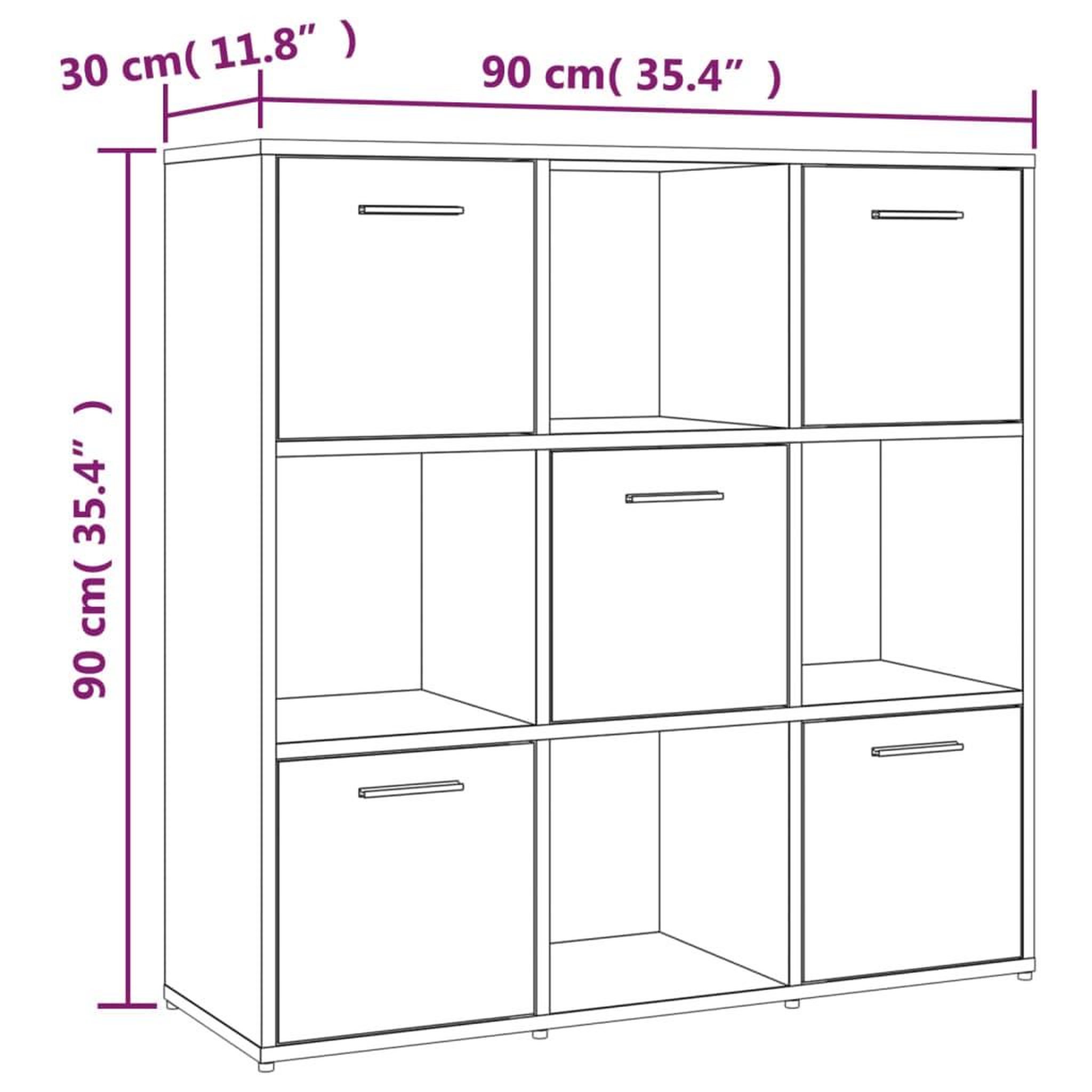 Voir la diapositive 6 : VIDAXL Bibliotheque Sonoma gris 90x30x90 cm Bois d'ingenierie