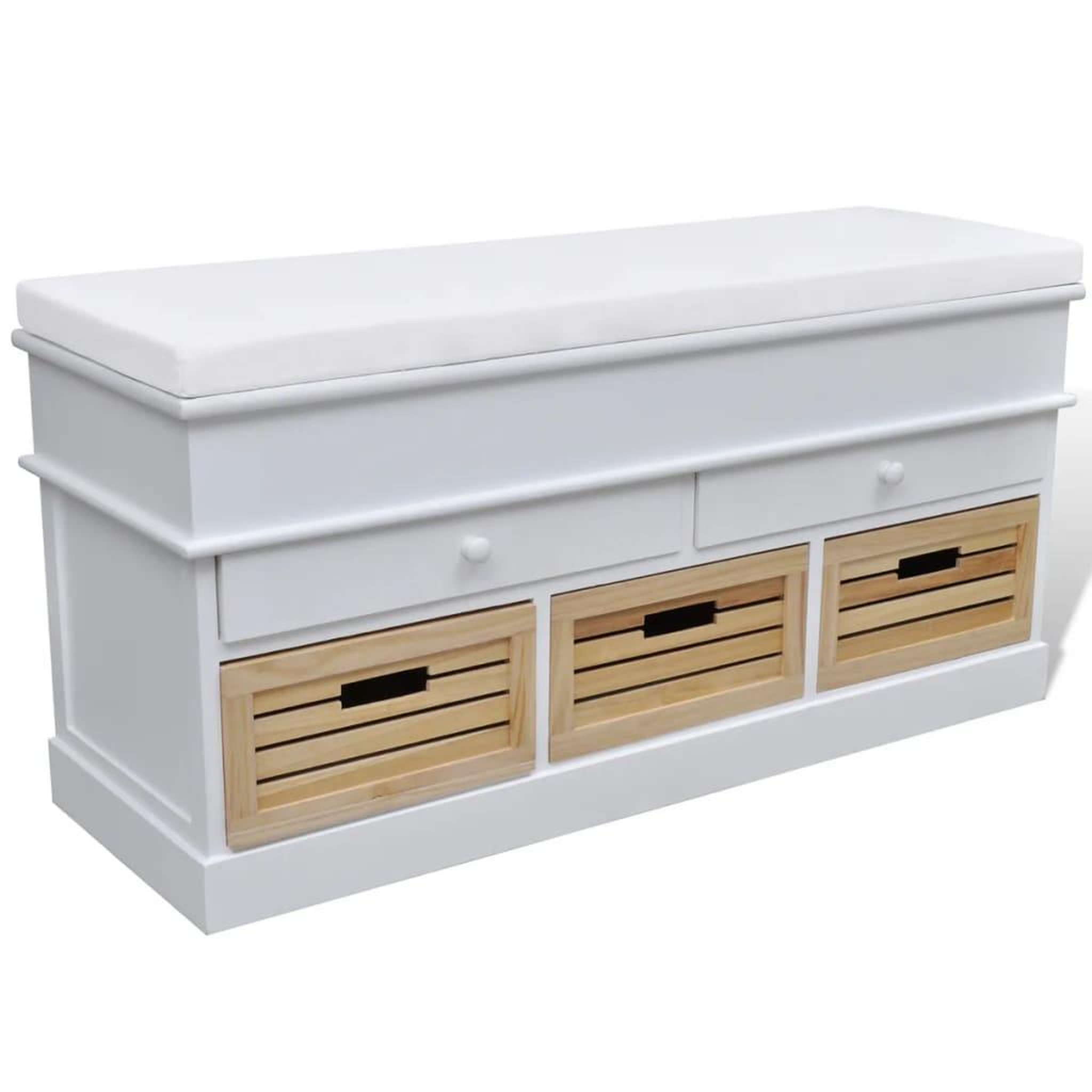 Voir la diapositive 2 : VIDAXL Banc d'entree et de rangement avec coussin 2 tiroirs blanc